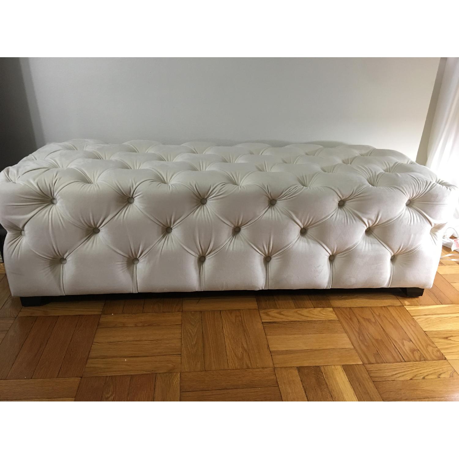 Tufted Ottoman/Bench in Cream Color - image-6