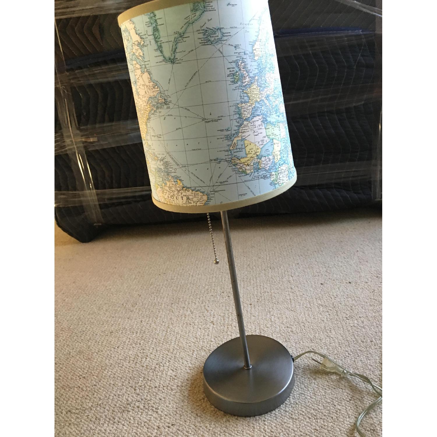Table Lamp w/ World Map Printed Shade - image-1
