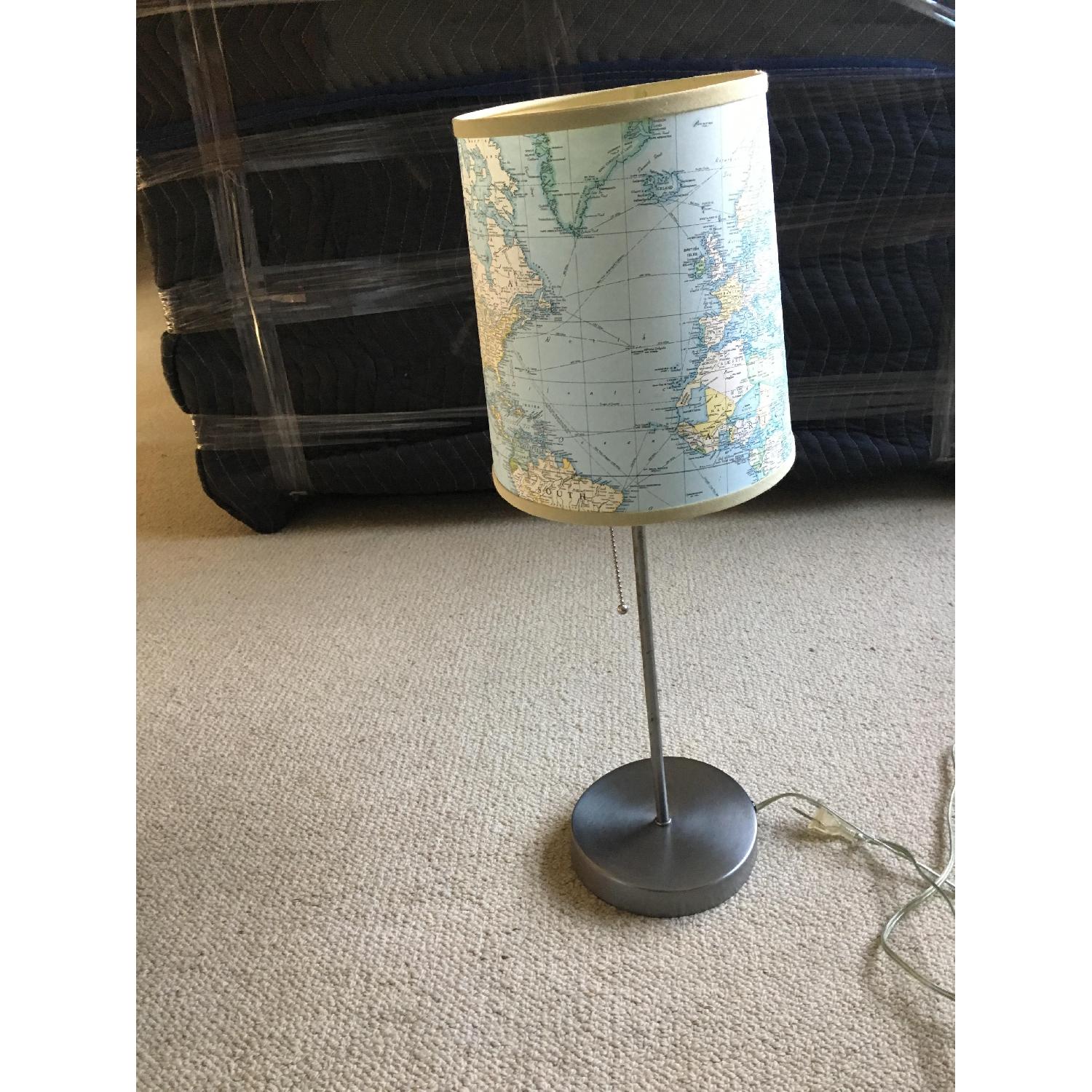 Table Lamp w/ World Map Printed Shade - image-2