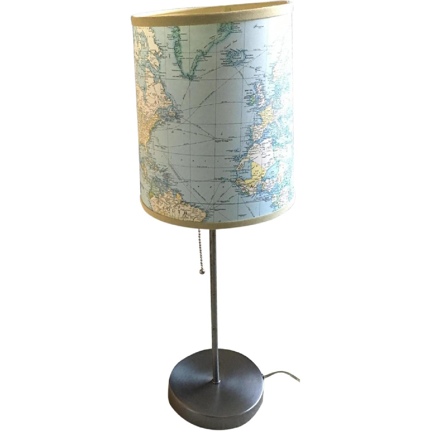 Table Lamp w/ World Map Printed Shade - image-0