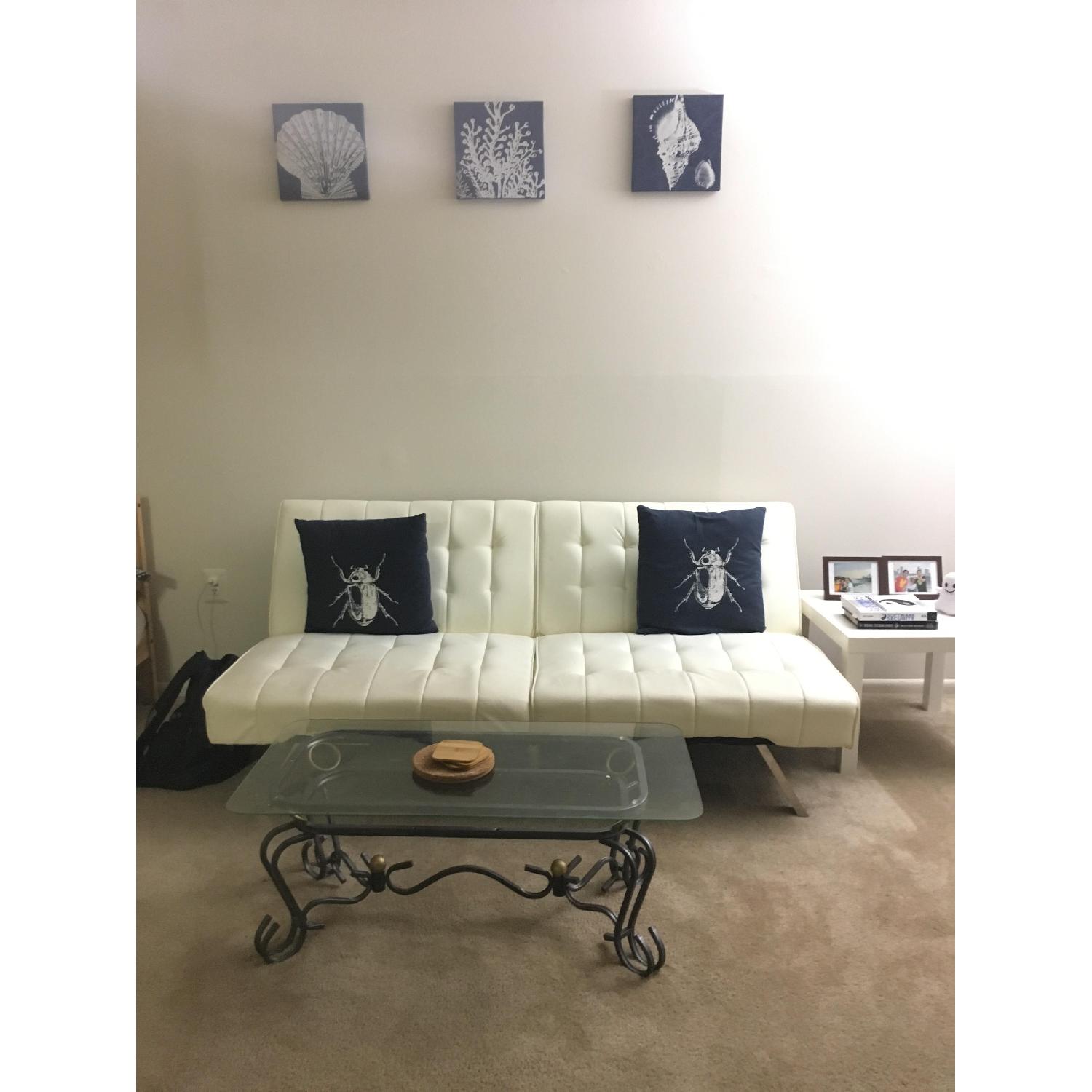 DHP Emily White Futon Sofa Bed - image-1