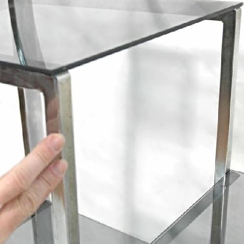 Milo Baughman Chrome Arched Top Etagere Smoked Glass Shelves