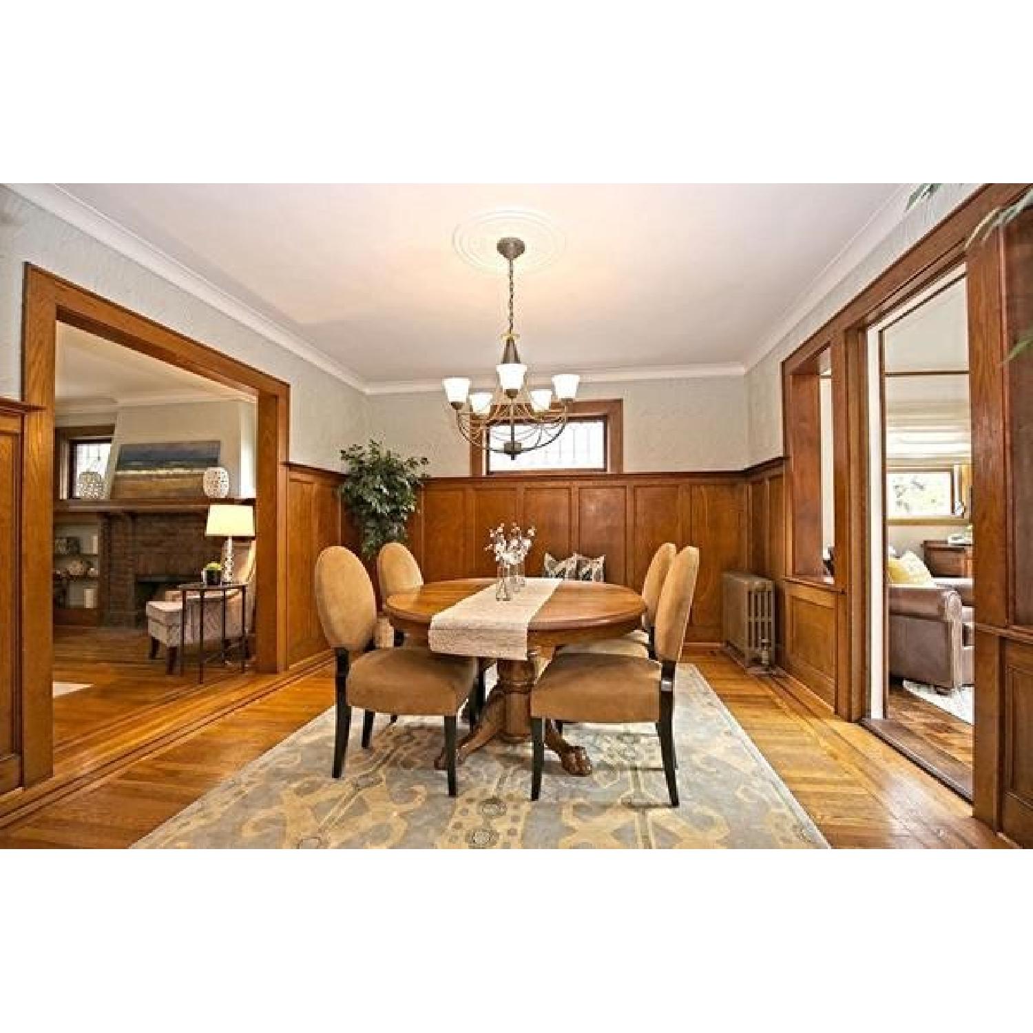 Victorian Oak Pedestal Claw Foot Extendable Dining Table - image-1