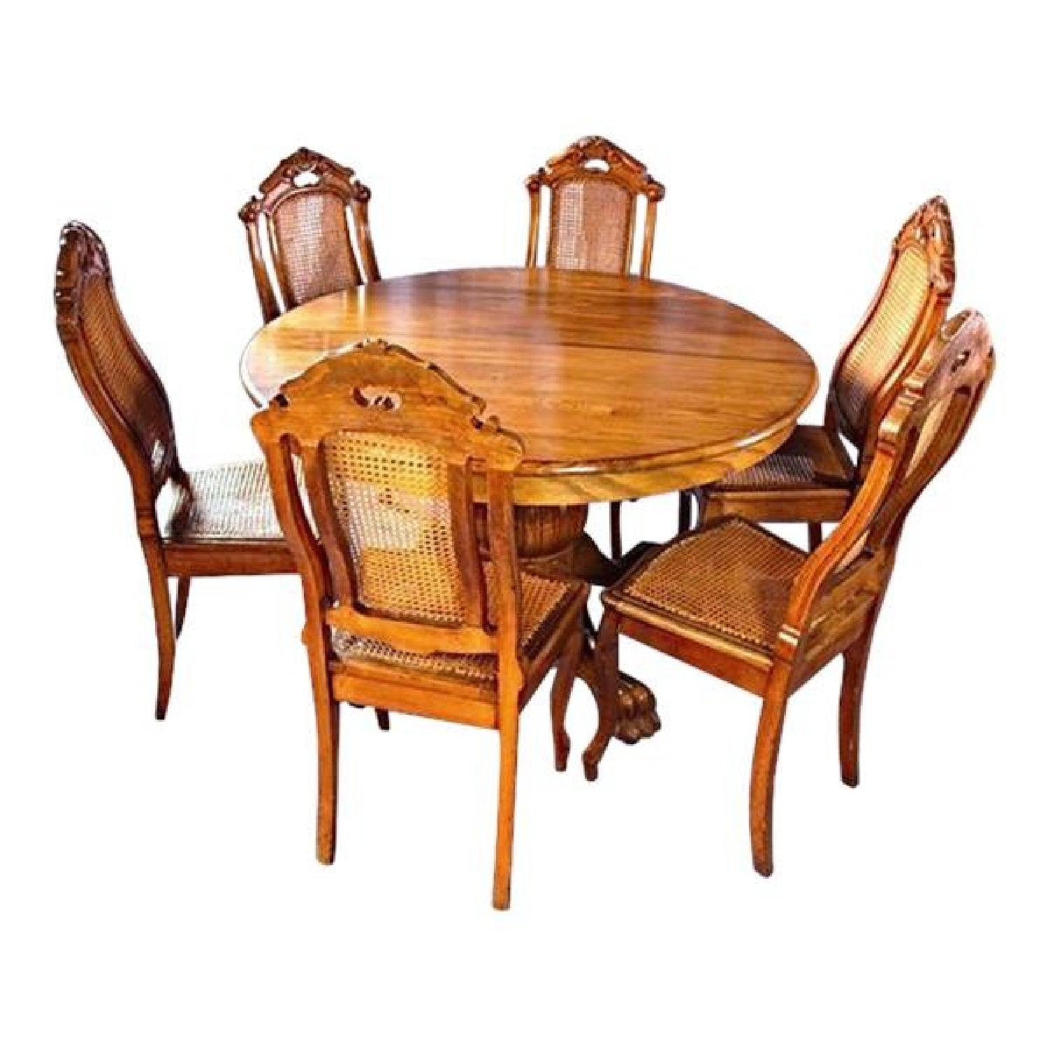 Victorian Oak Pedestal Claw Foot Extendable Dining Table - image-6