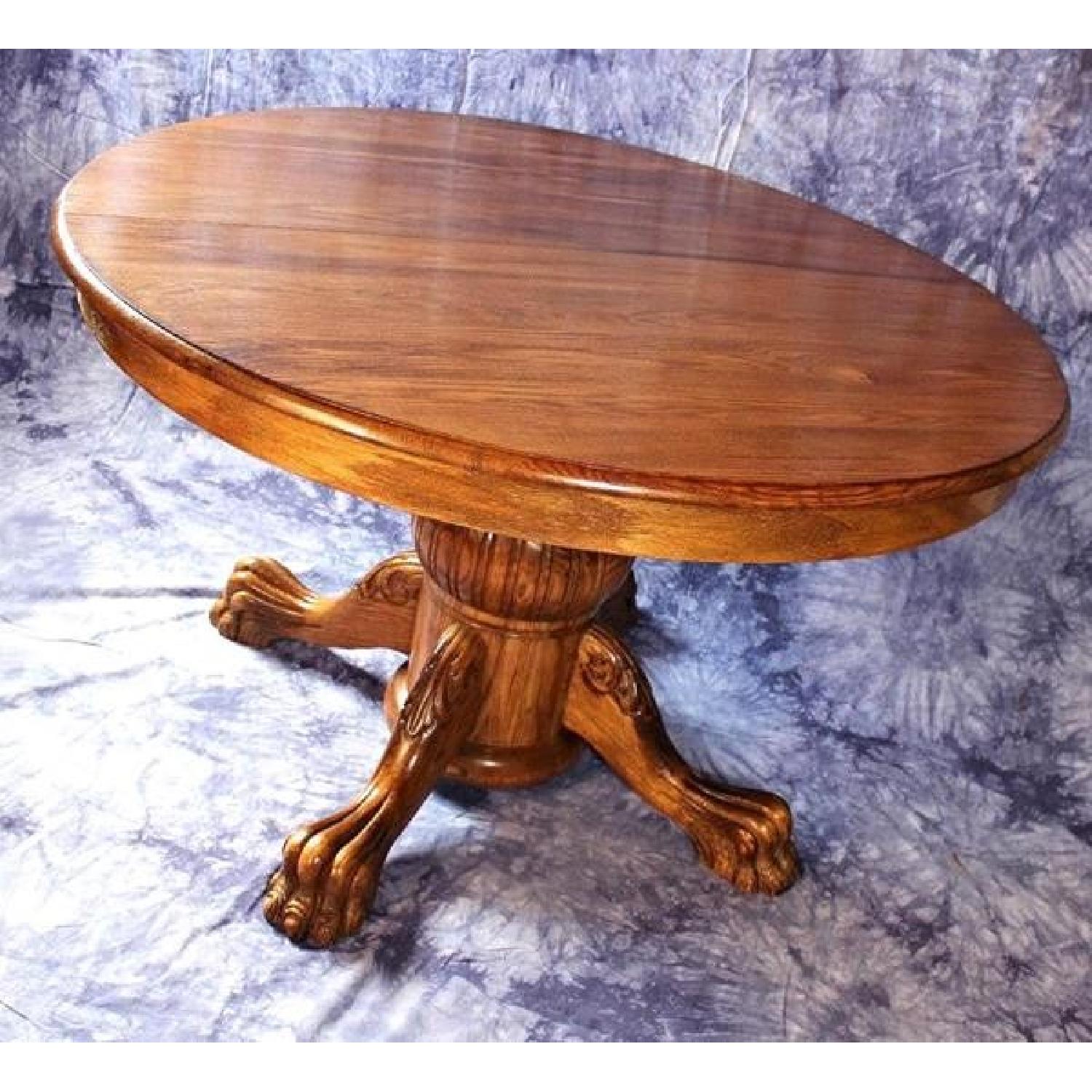 Victorian Oak Pedestal Claw Foot Extendable Dining Table - image-8