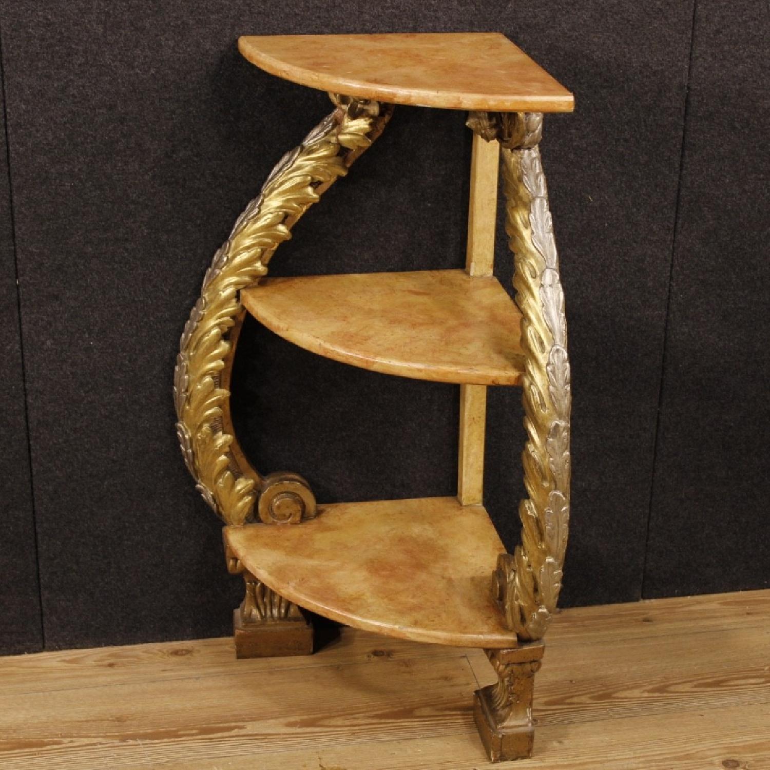 20th Century Italian Lacquered & Gilt Corner Shelves - image-1