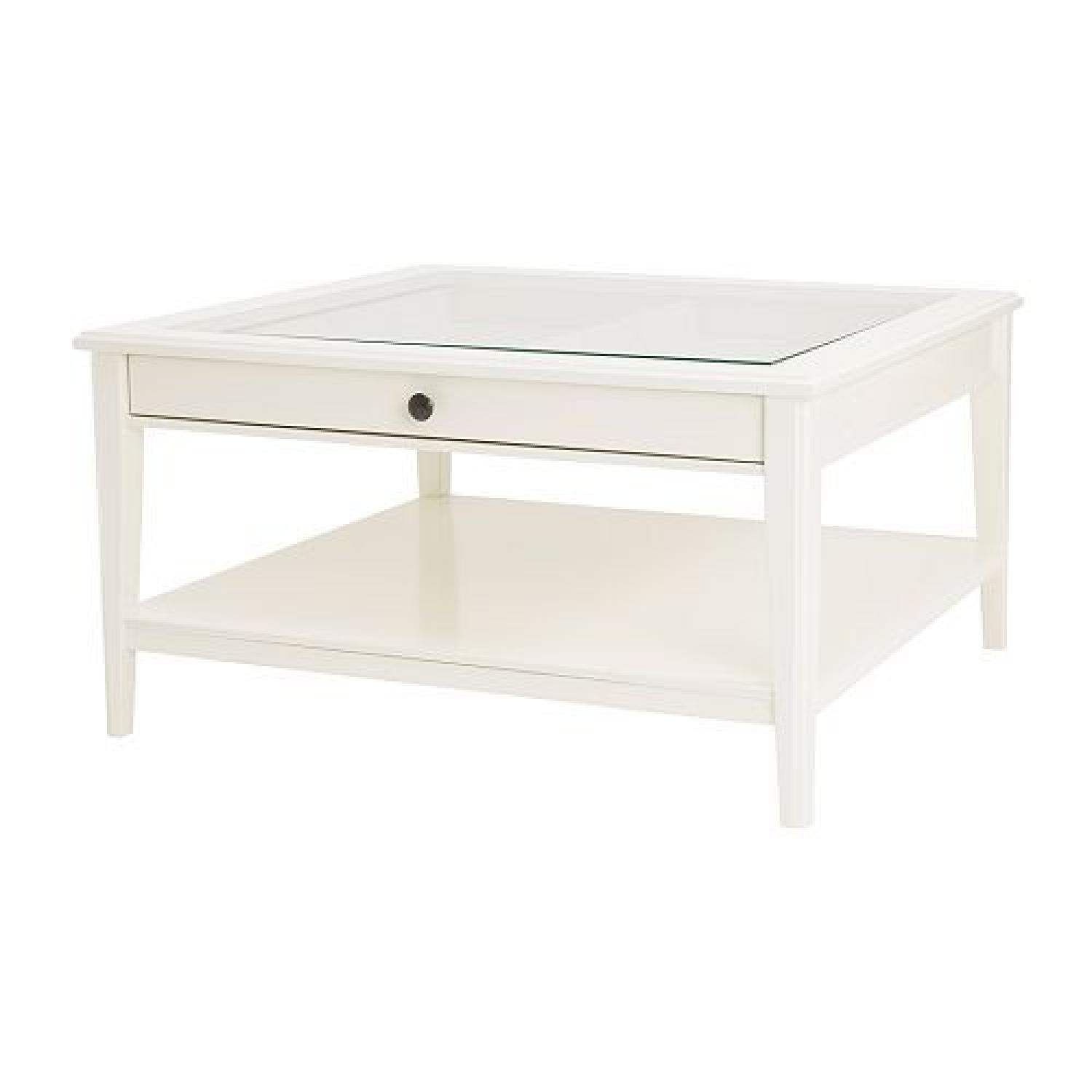 Ikea Glass Top Coffee Table in White - image-1