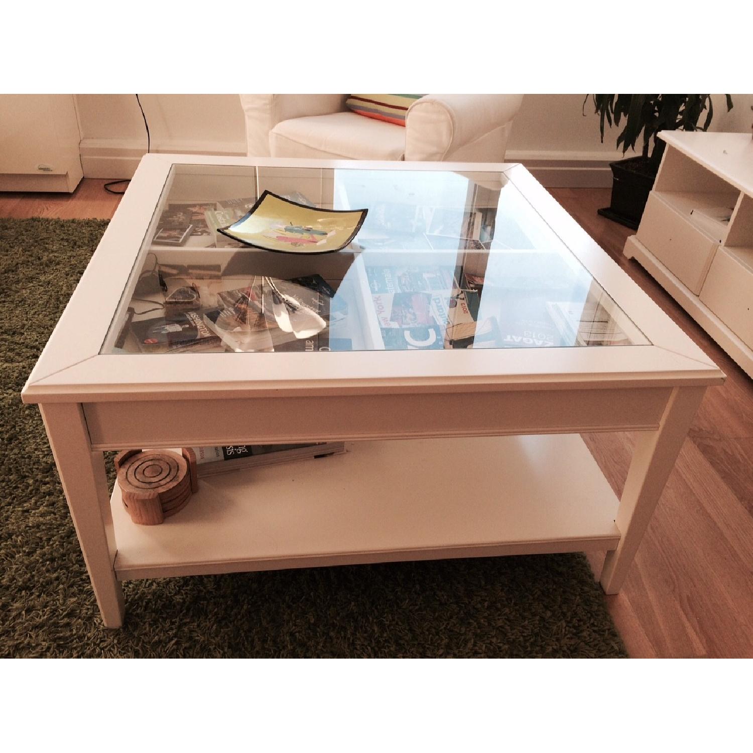 Ikea Glass Top Coffee Table in White - image-6