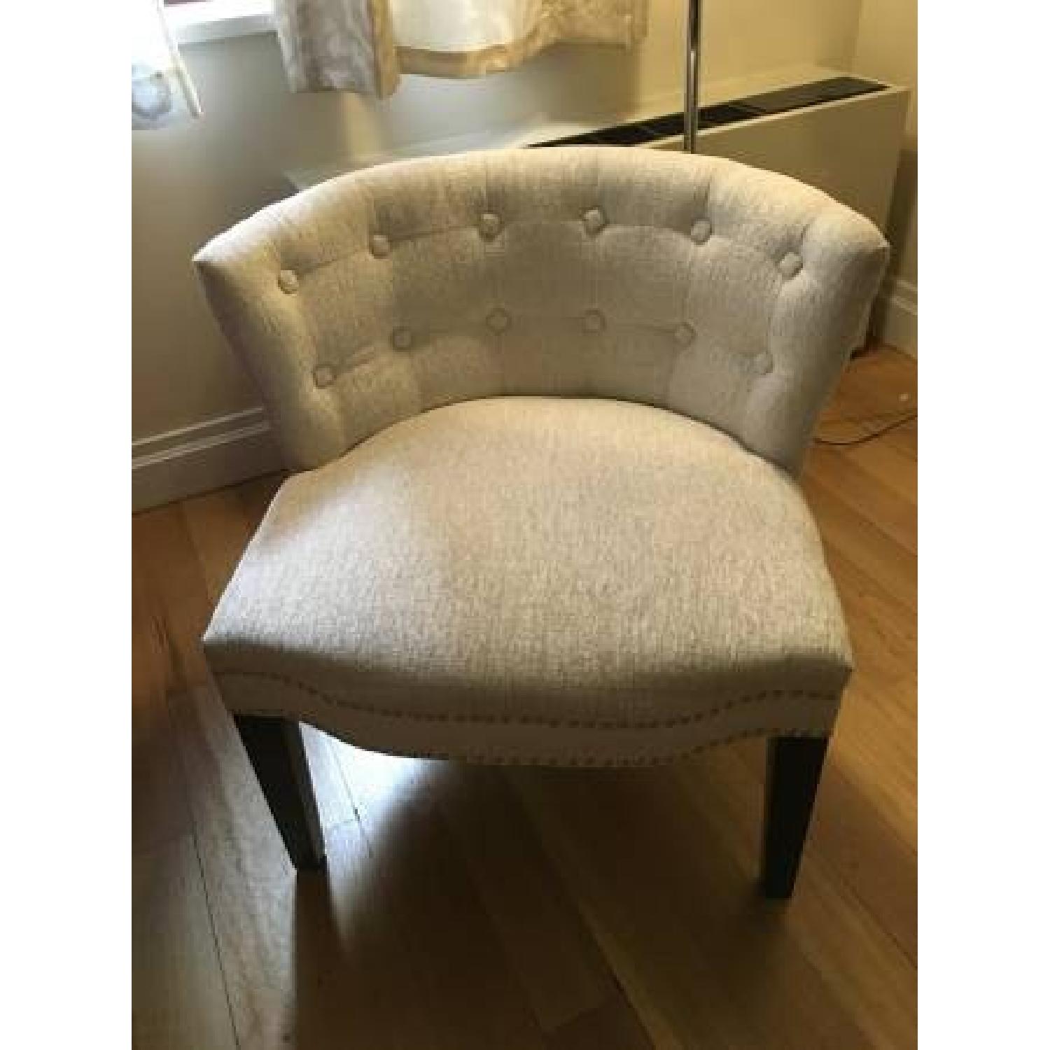 Home Goods White Chair w/ Silver Accents - image-1