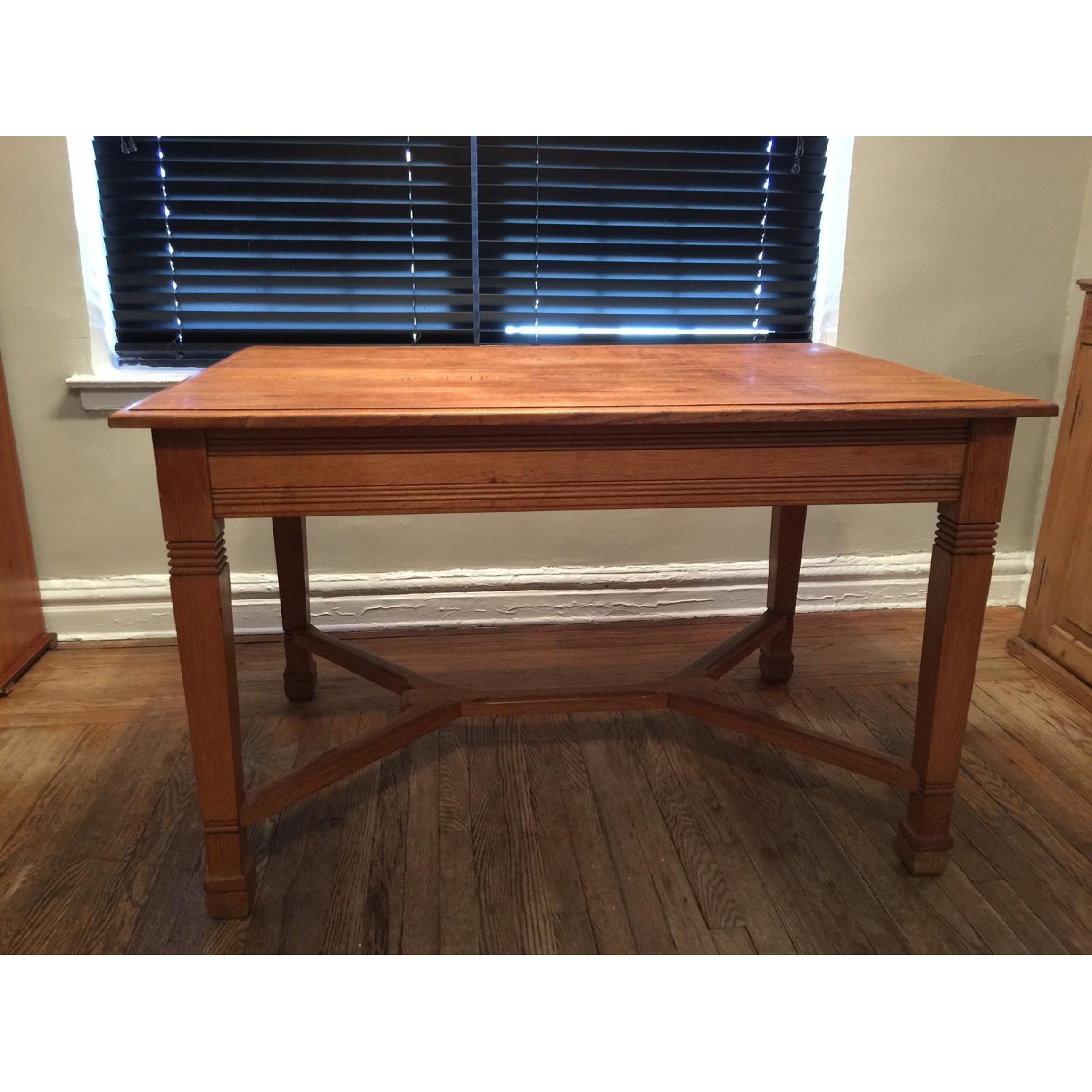 Antique European Tiger Oak Dining Table - image-1