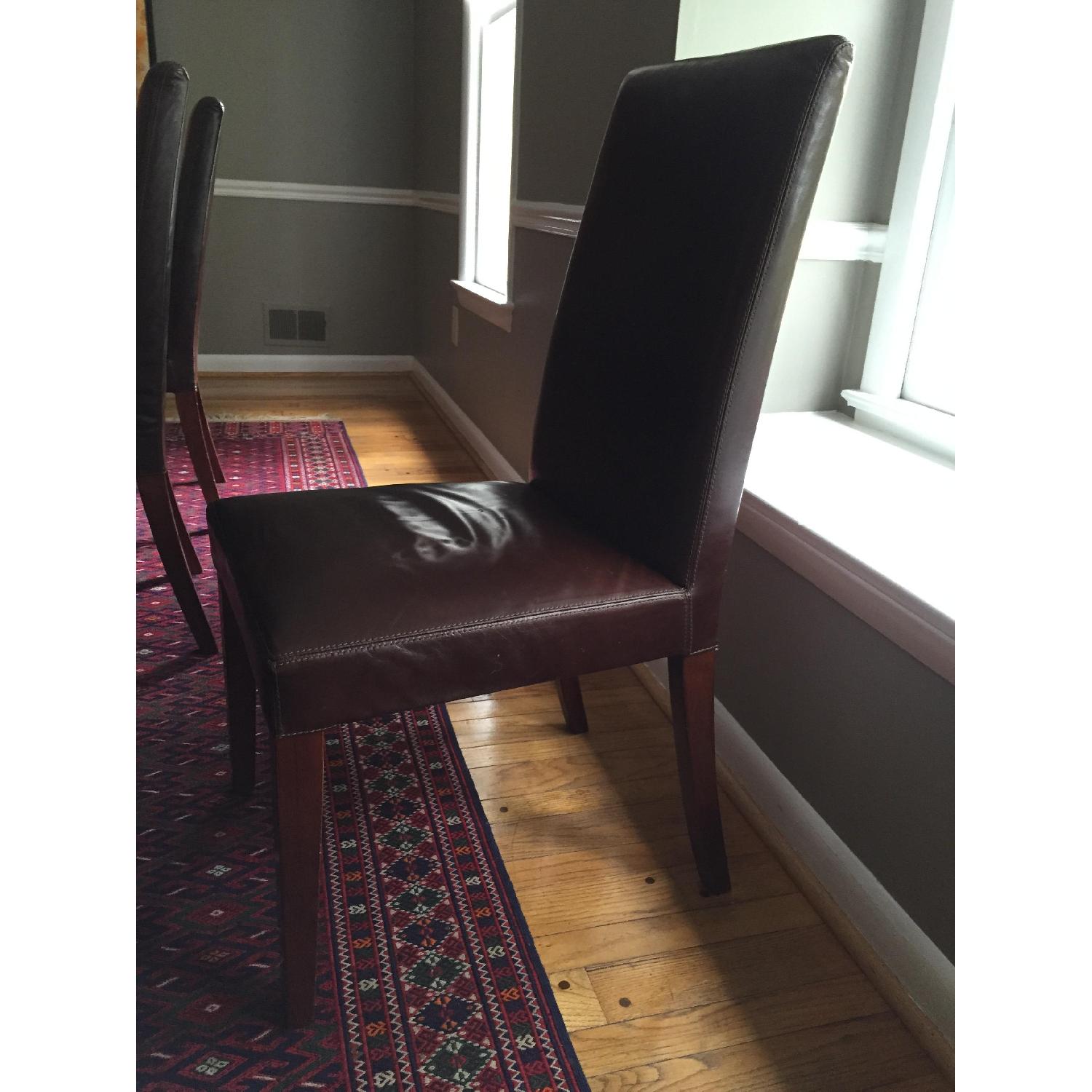 Pottery Barn Leather Dining Chairs - Set of 6 - image-1
