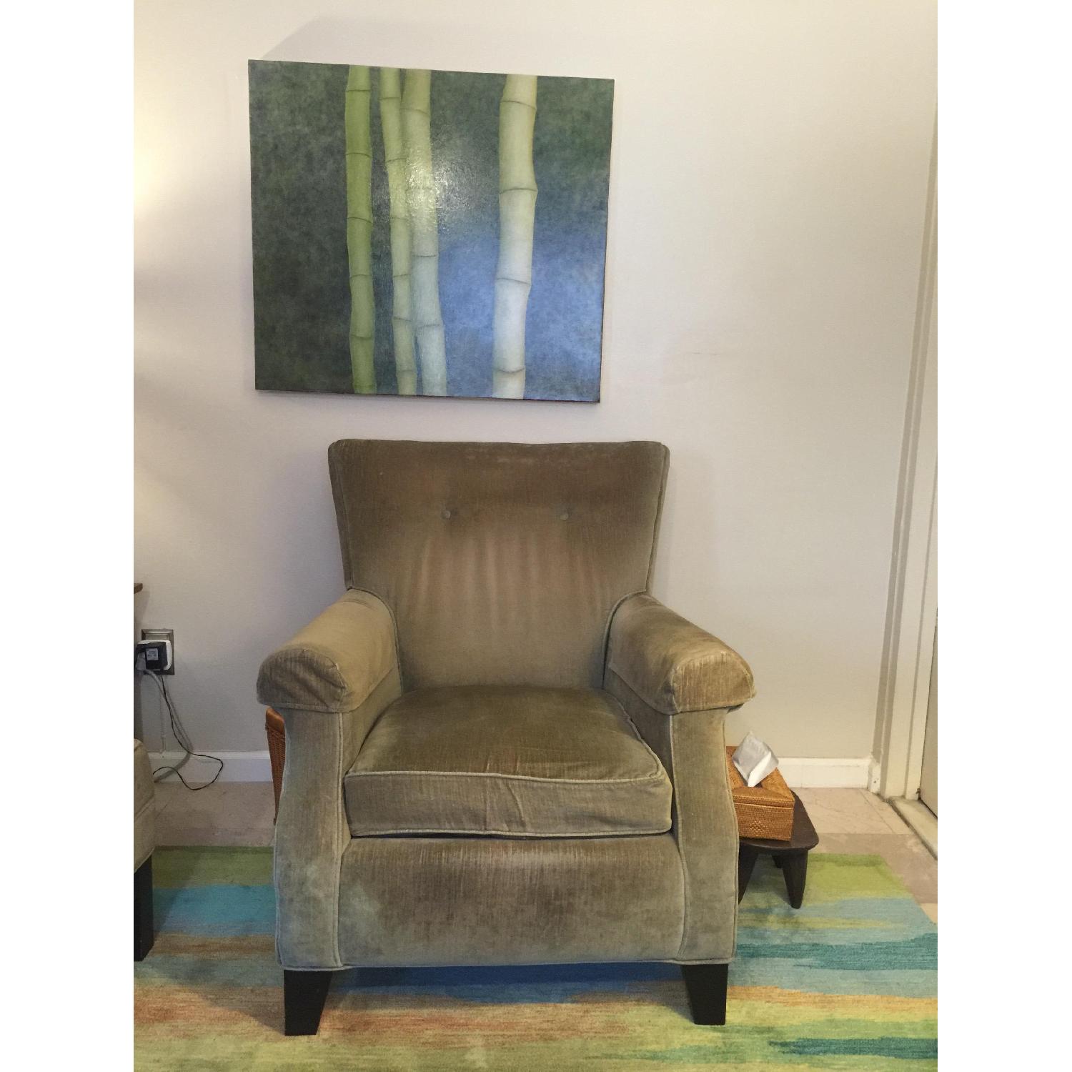 Restoration Hardware Mitchel Gold Sage Green Sofa + Chair AptDeco