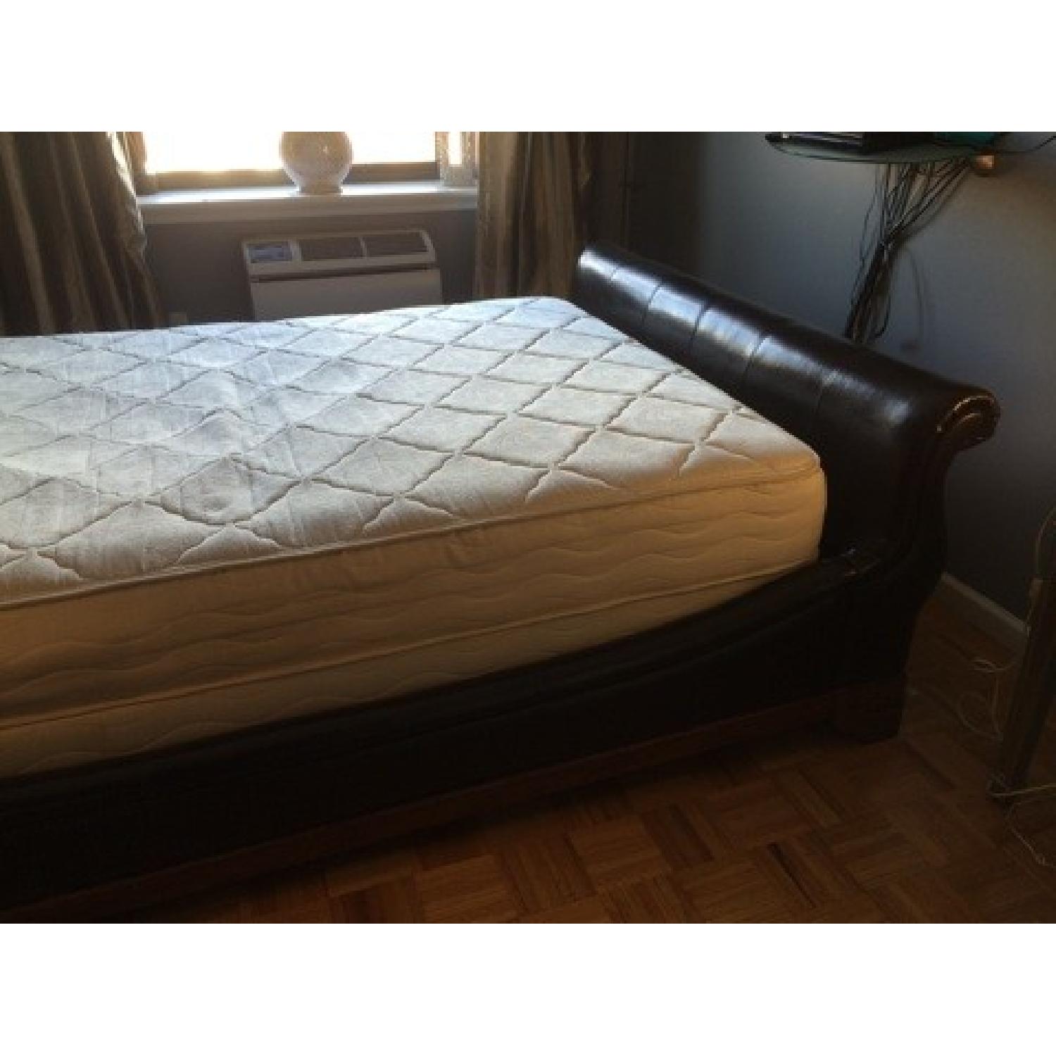 Raymour & Flanigan Legacy Collection Black Leather Sleigh Bed - image-3