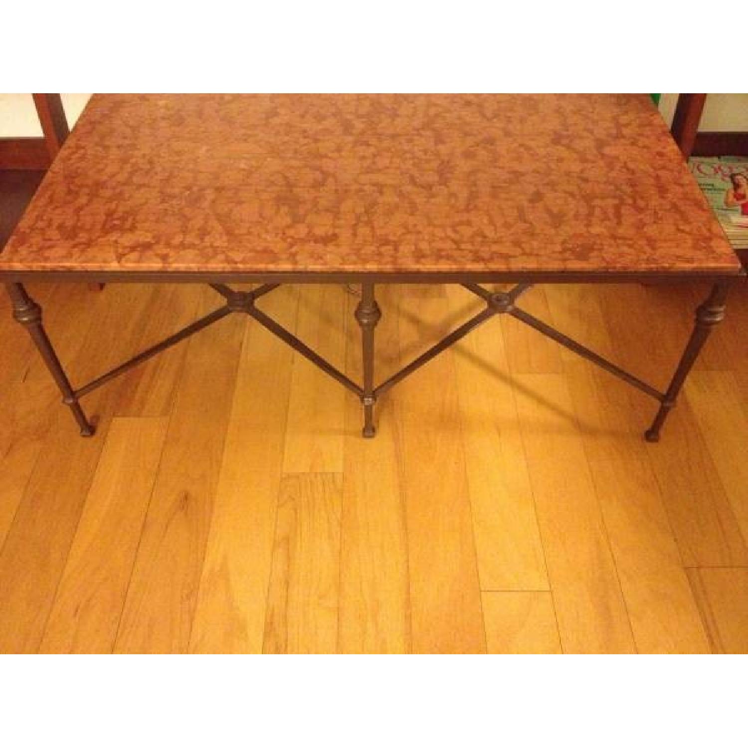 Wrought Iron Marble Coffee Table - image-1
