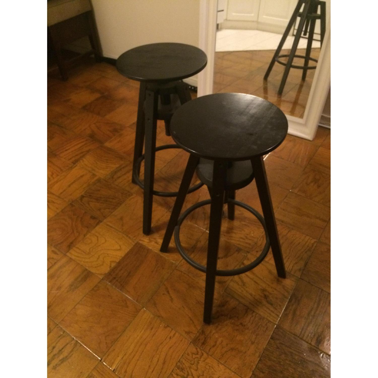 Ikea Black Wood Stools - Pair - image-2