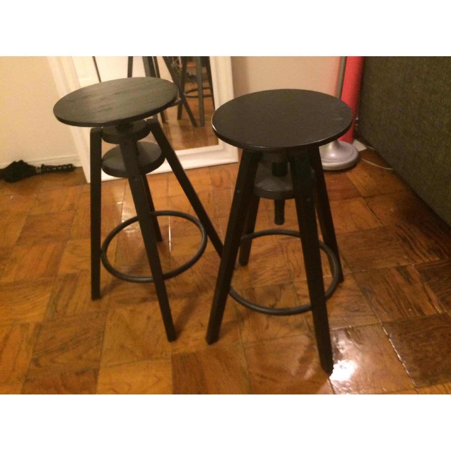 Ikea Black Wood Stools - Pair - image-3