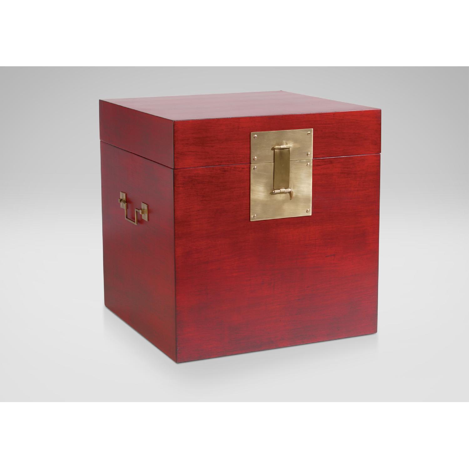 Ethan Allen Chinese Reddish Canton Floor Cube - image-1