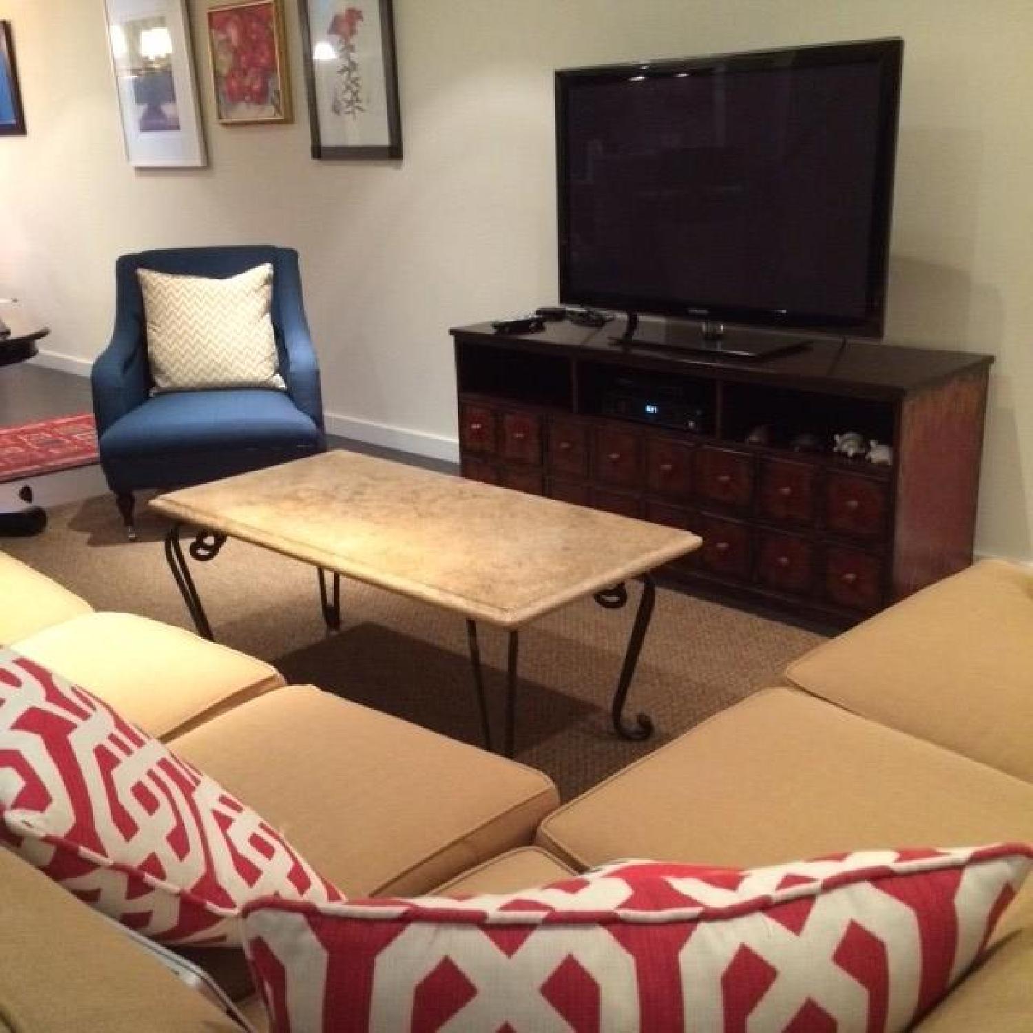 Granite-Top Wrought Iron Coffee Table - image-4