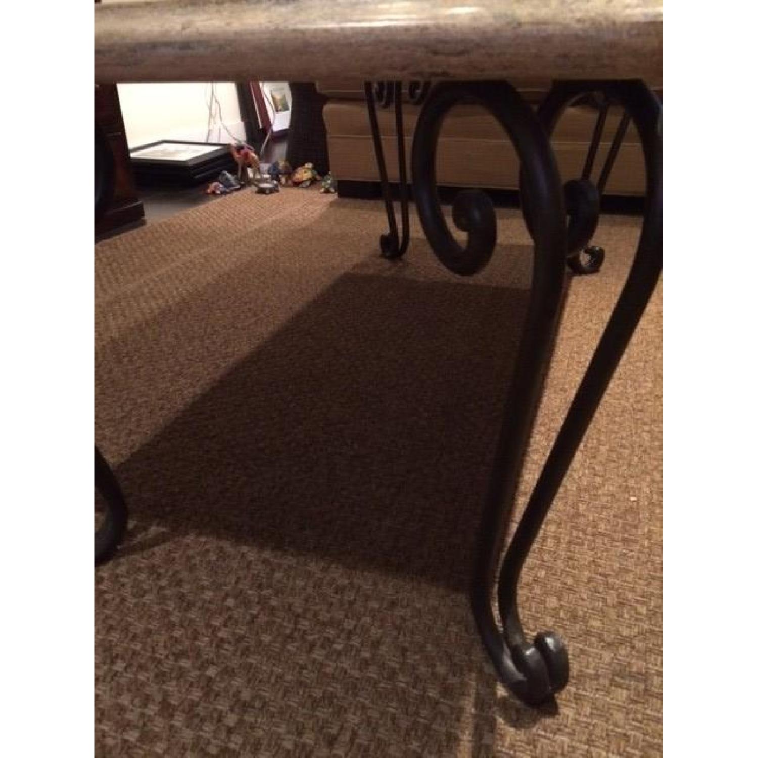 Granite-Top Wrought Iron Coffee Table - image-7