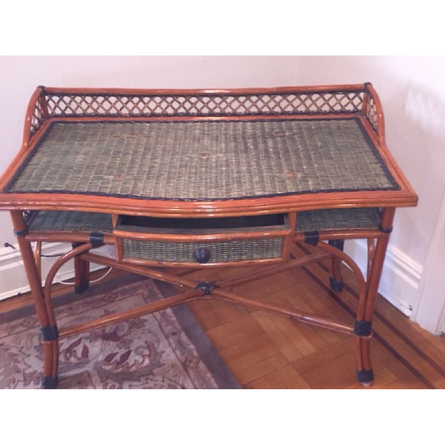 Grange French Fine Furniture Rattan Desk & Mirror w/ Chair - image-1