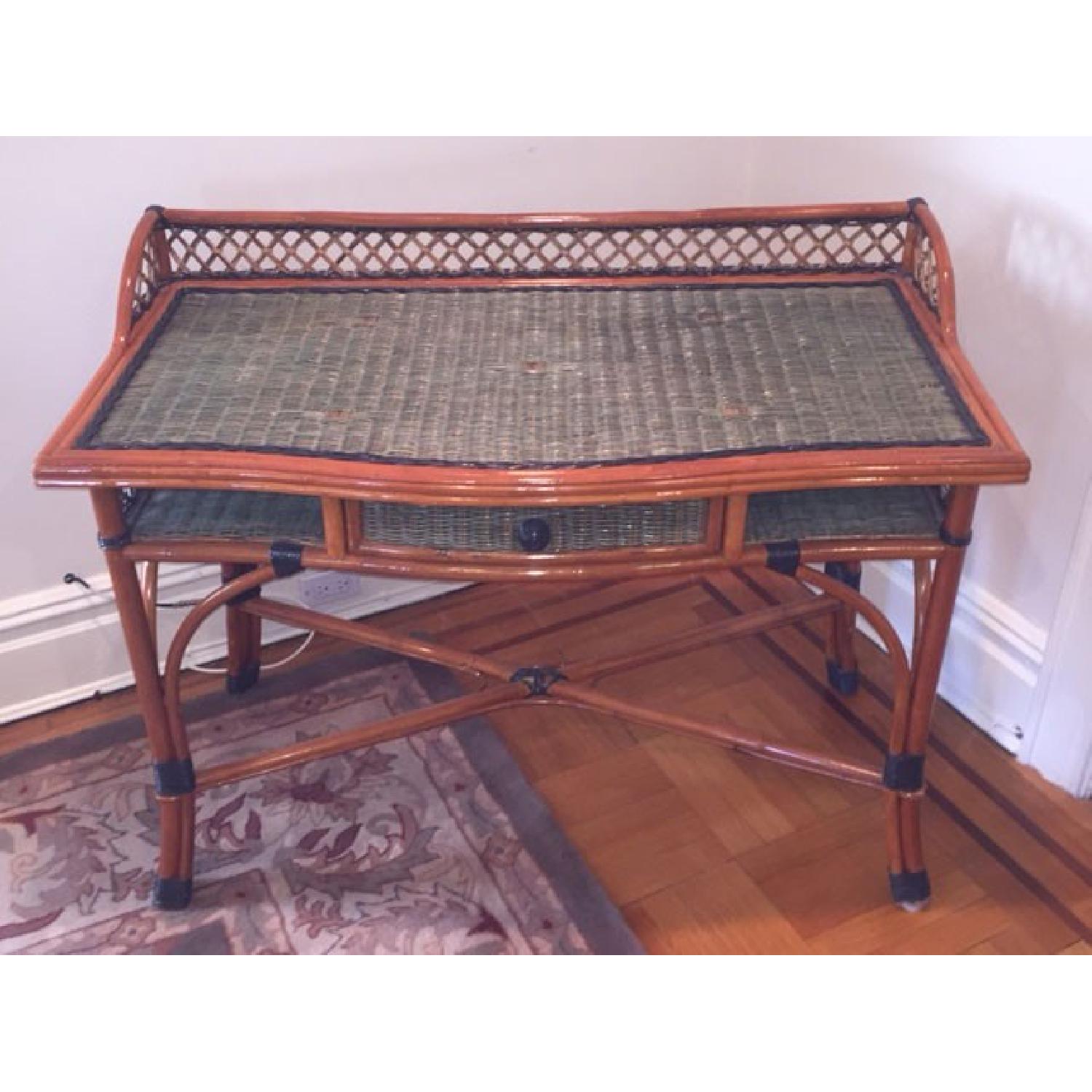 Grange French Fine Furniture Rattan Desk & Mirror w/ Chair - image-5