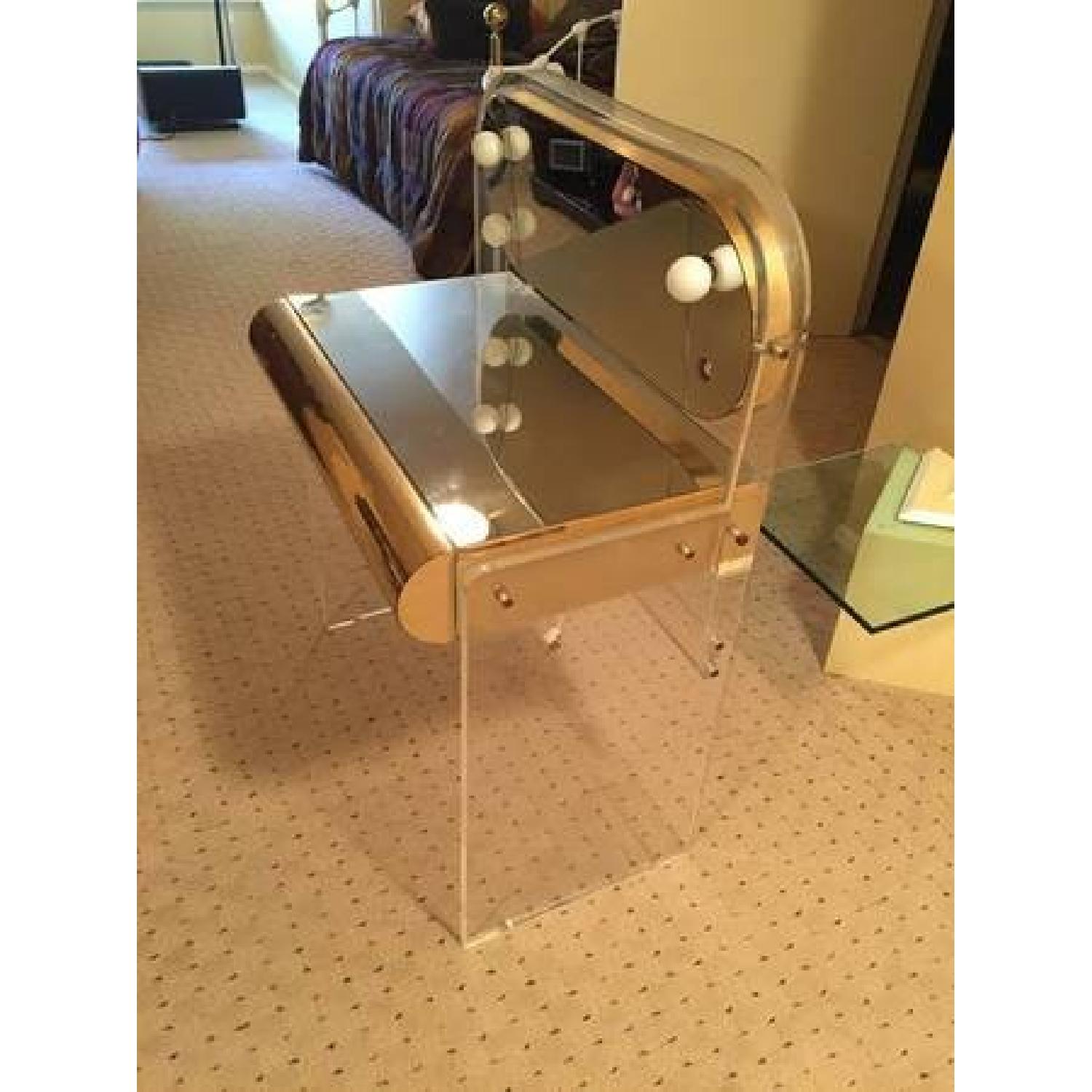 Vintage Lucite Vanity/Make Up Table w/ Lights - image-2