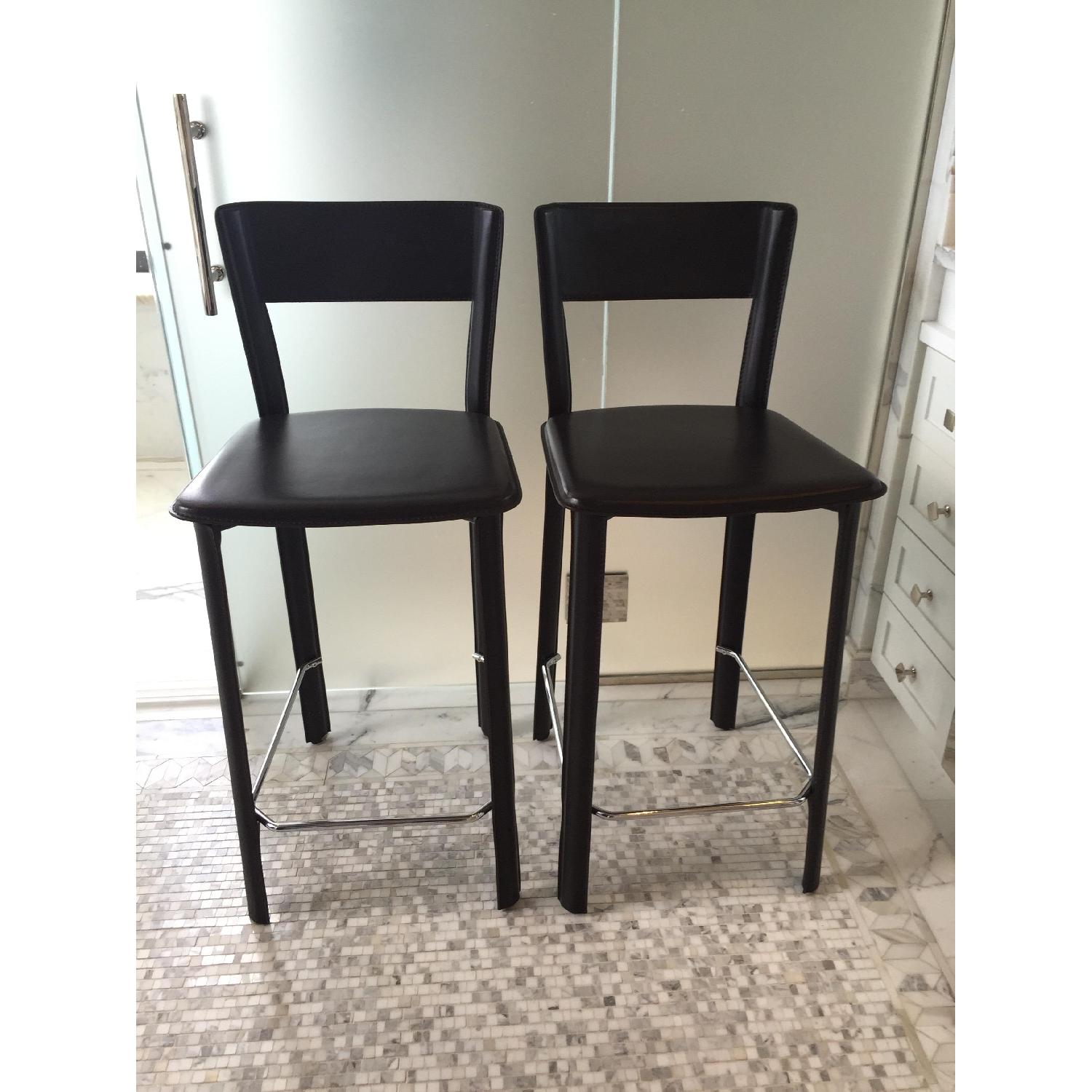 Design within Reach Allegro Italian Leather Counter Height Bar Stools - Pair - image-3