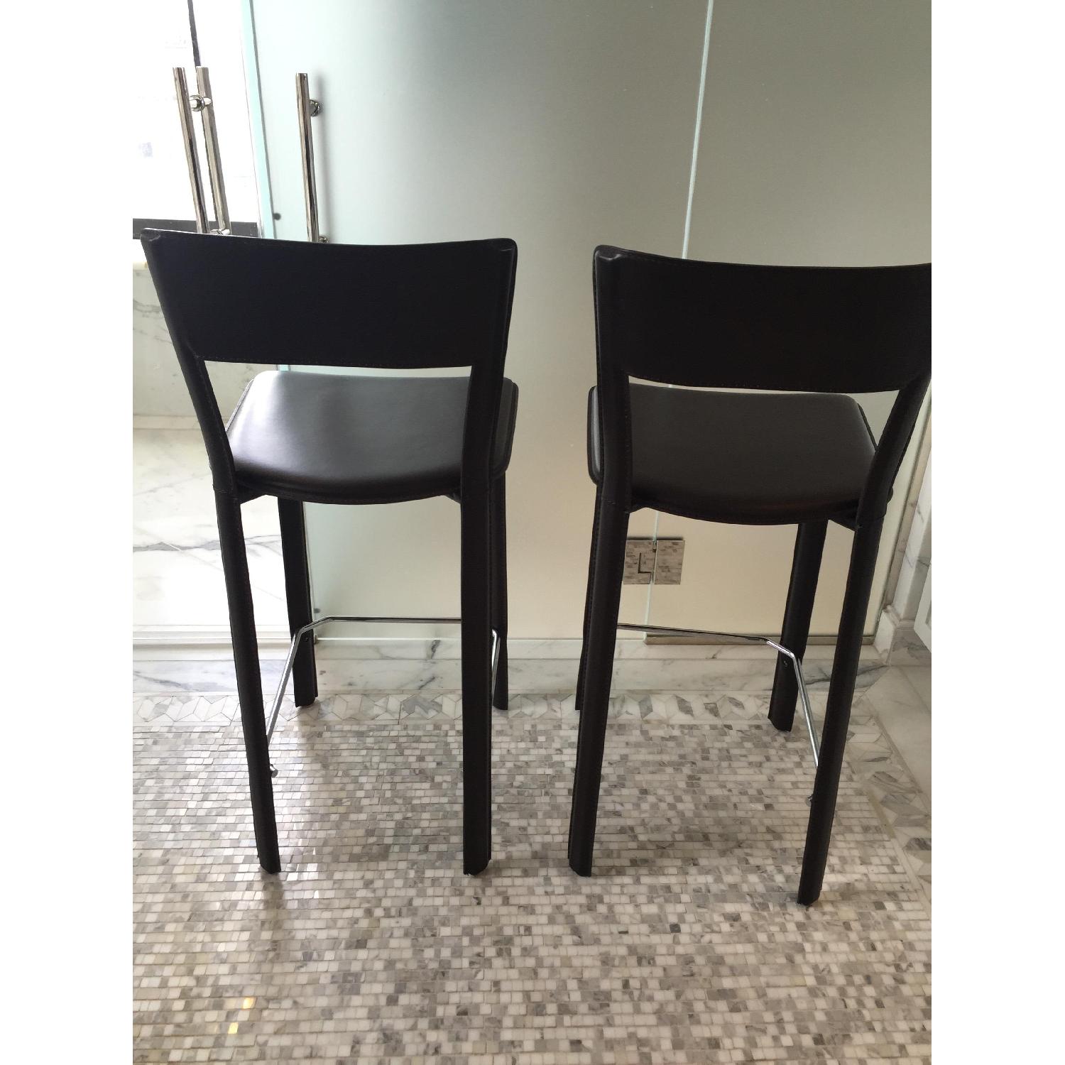 Design within Reach Allegro Italian Leather Counter Height Bar Stools - Pair - image-5