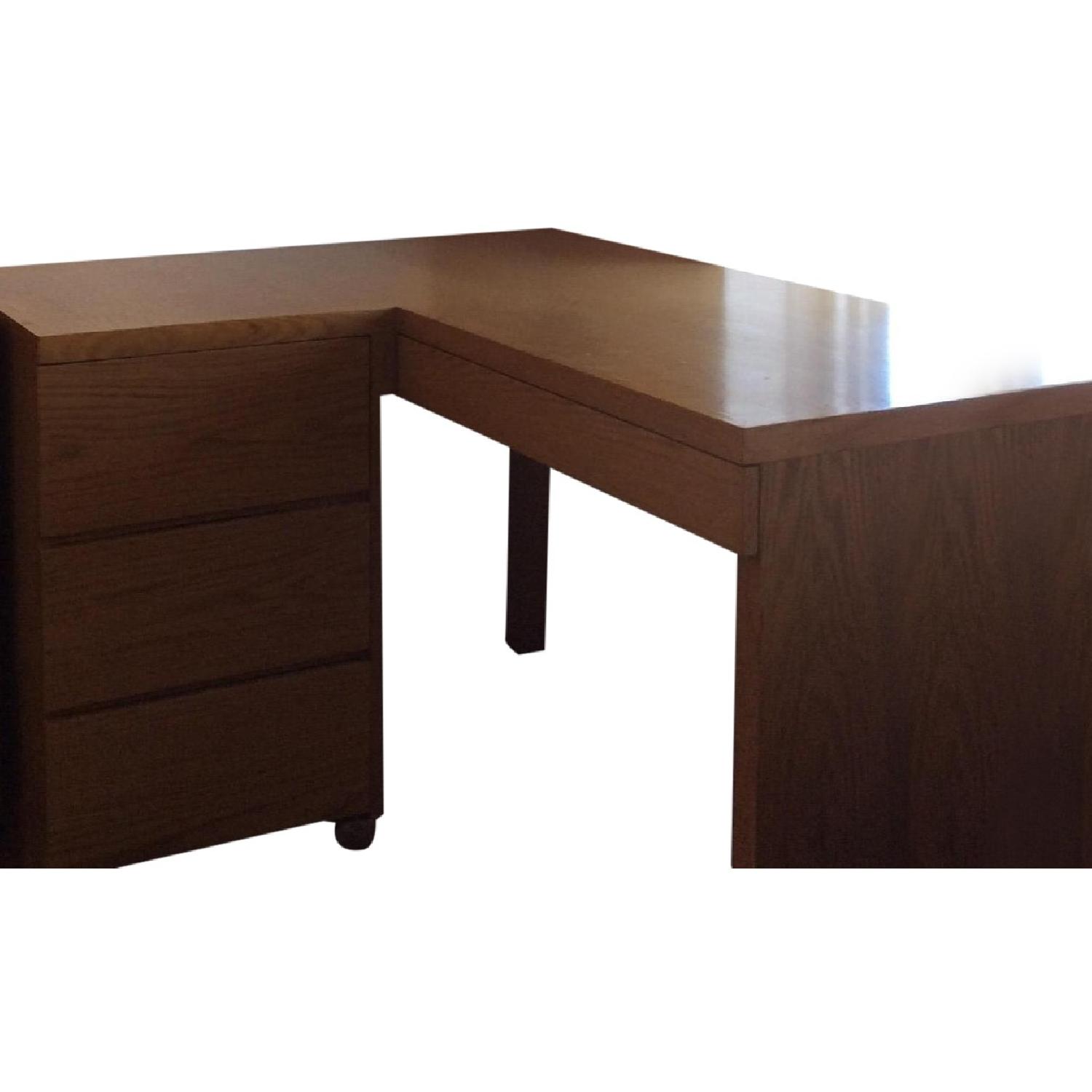 Custom Made Oak Wood Corner Desk - image-0
