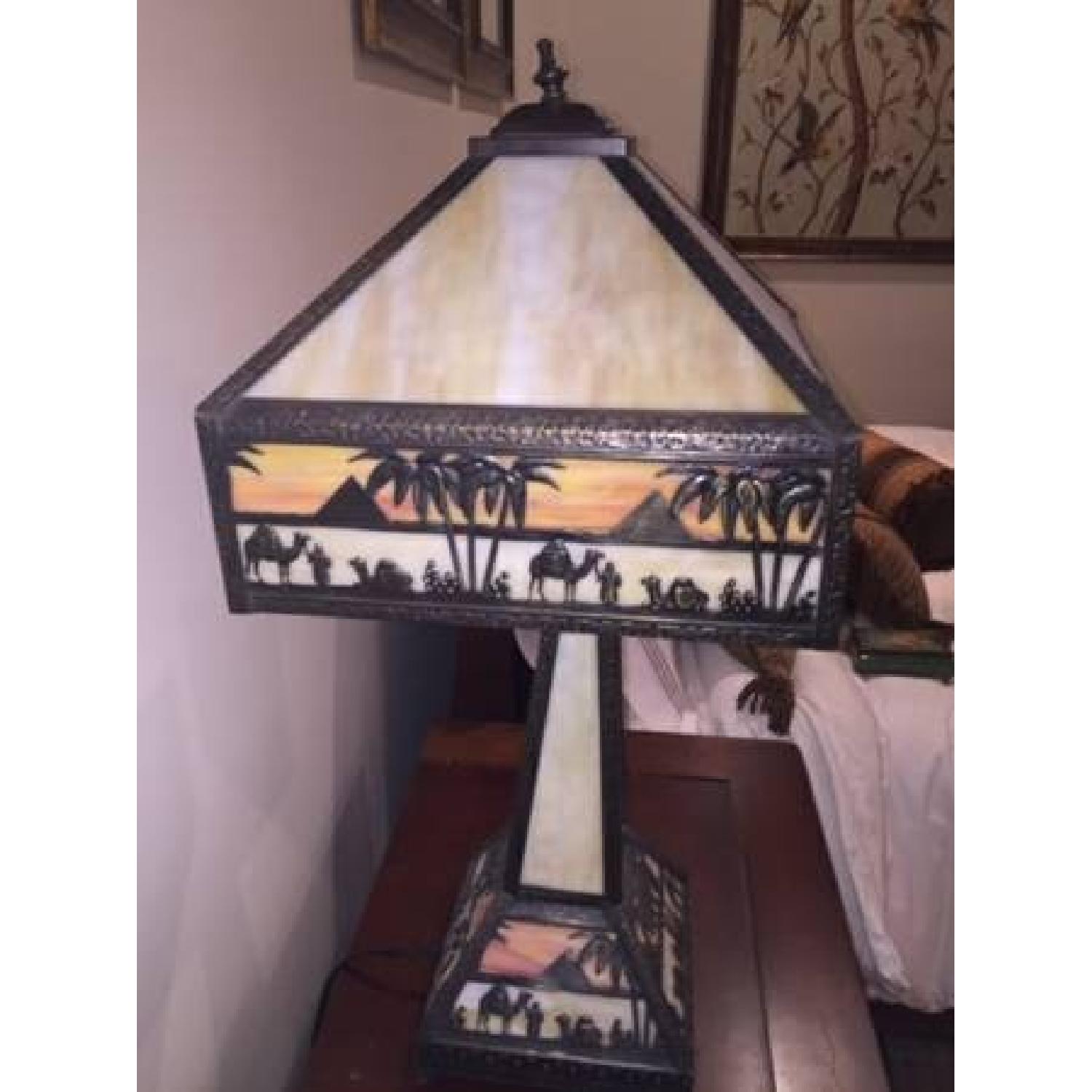 Meyda Tiffany Vintage Camel and Pyramid Stain Glass Lamp - image-3