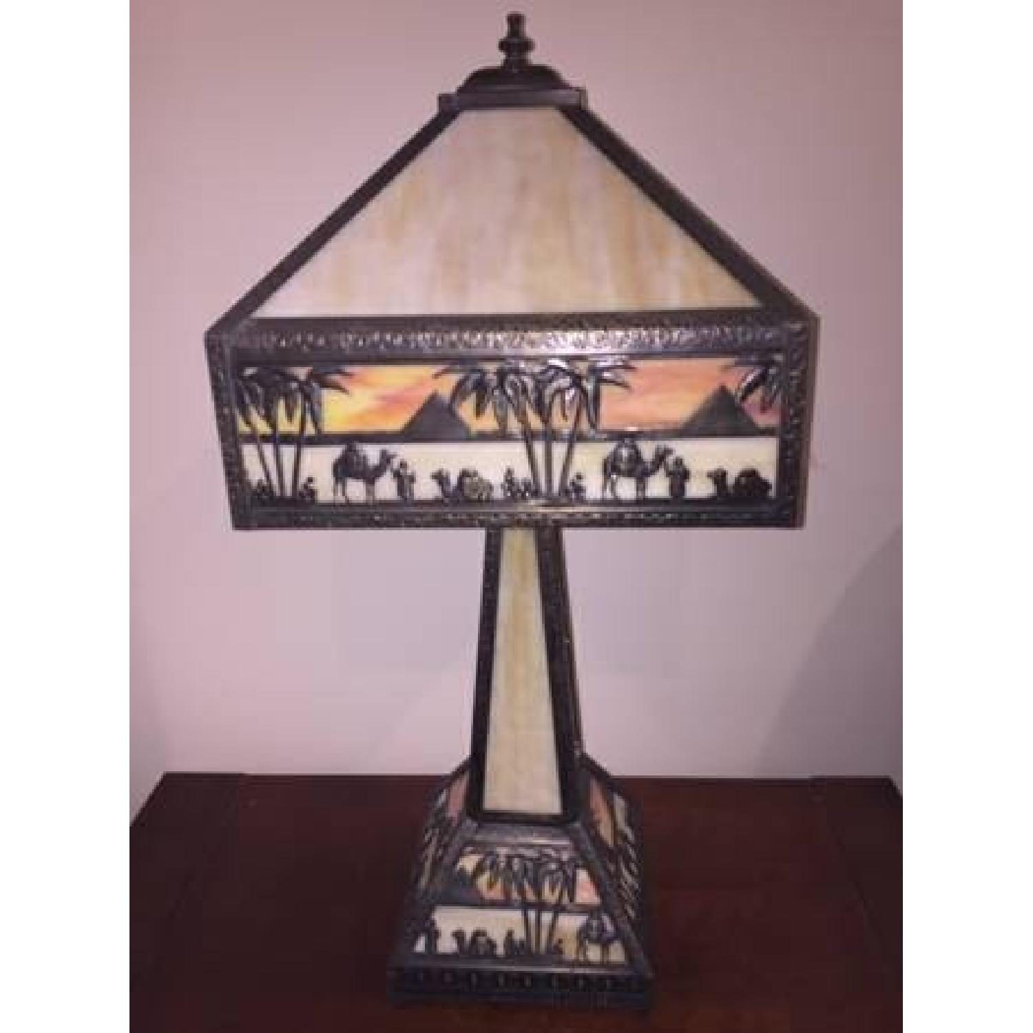 Meyda Tiffany Vintage Camel and Pyramid Stain Glass Lamp - image-4