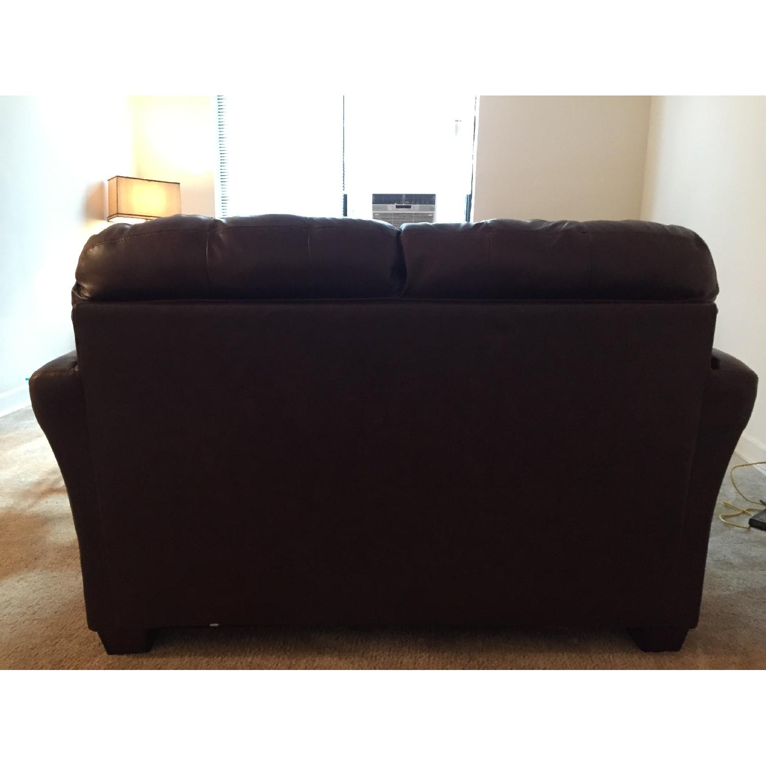 Ashley's Santiago Brown Leather Love Seat - image-4