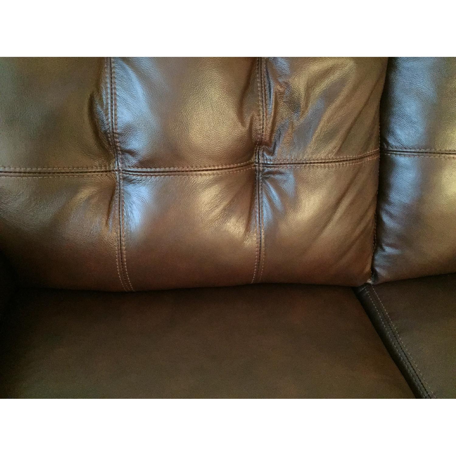 Ashley's Santiago Brown Leather Love Seat - image-5