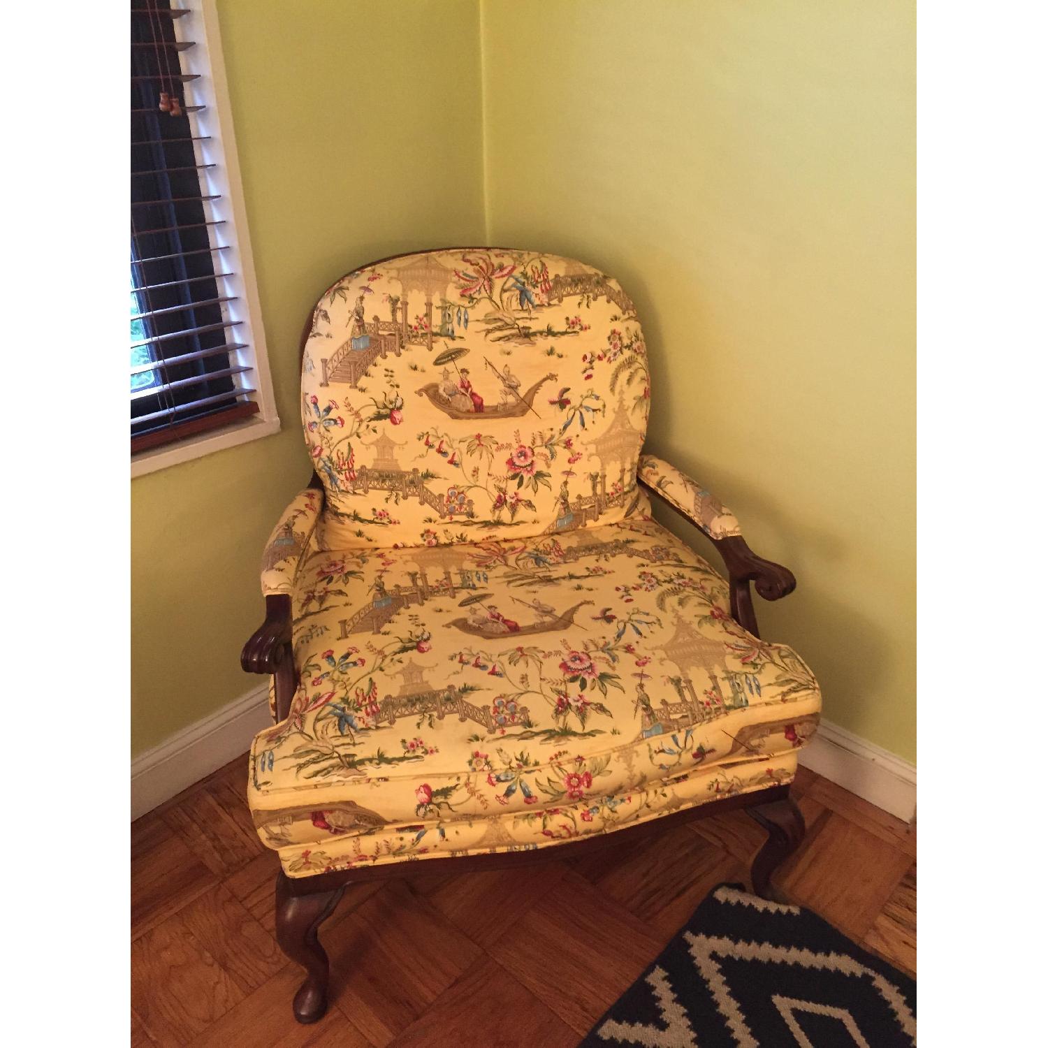 Calico Corners Chinoiserie Chairs + Matching Ottoman AptDeco