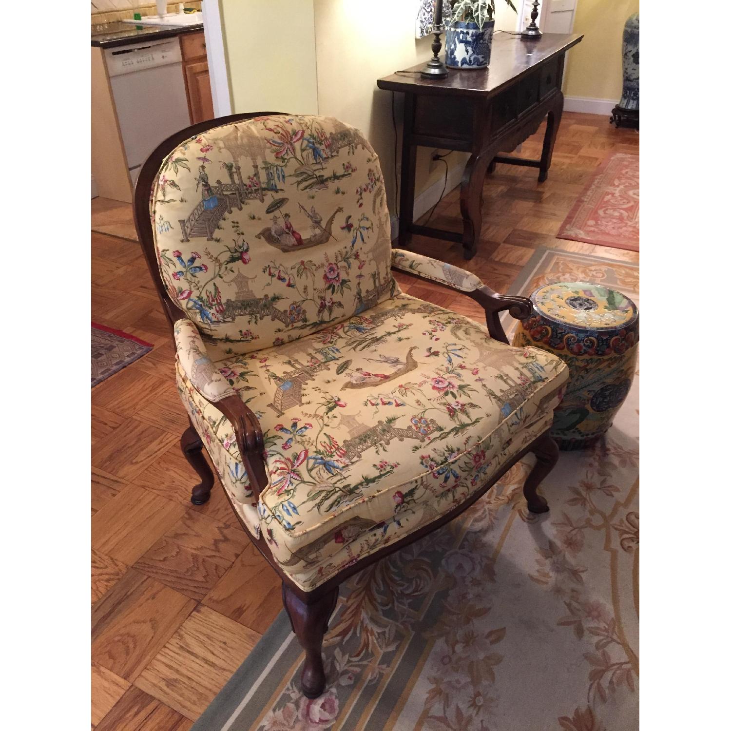 Calico Corners Chinoiserie Chairs + Matching Ottoman AptDeco