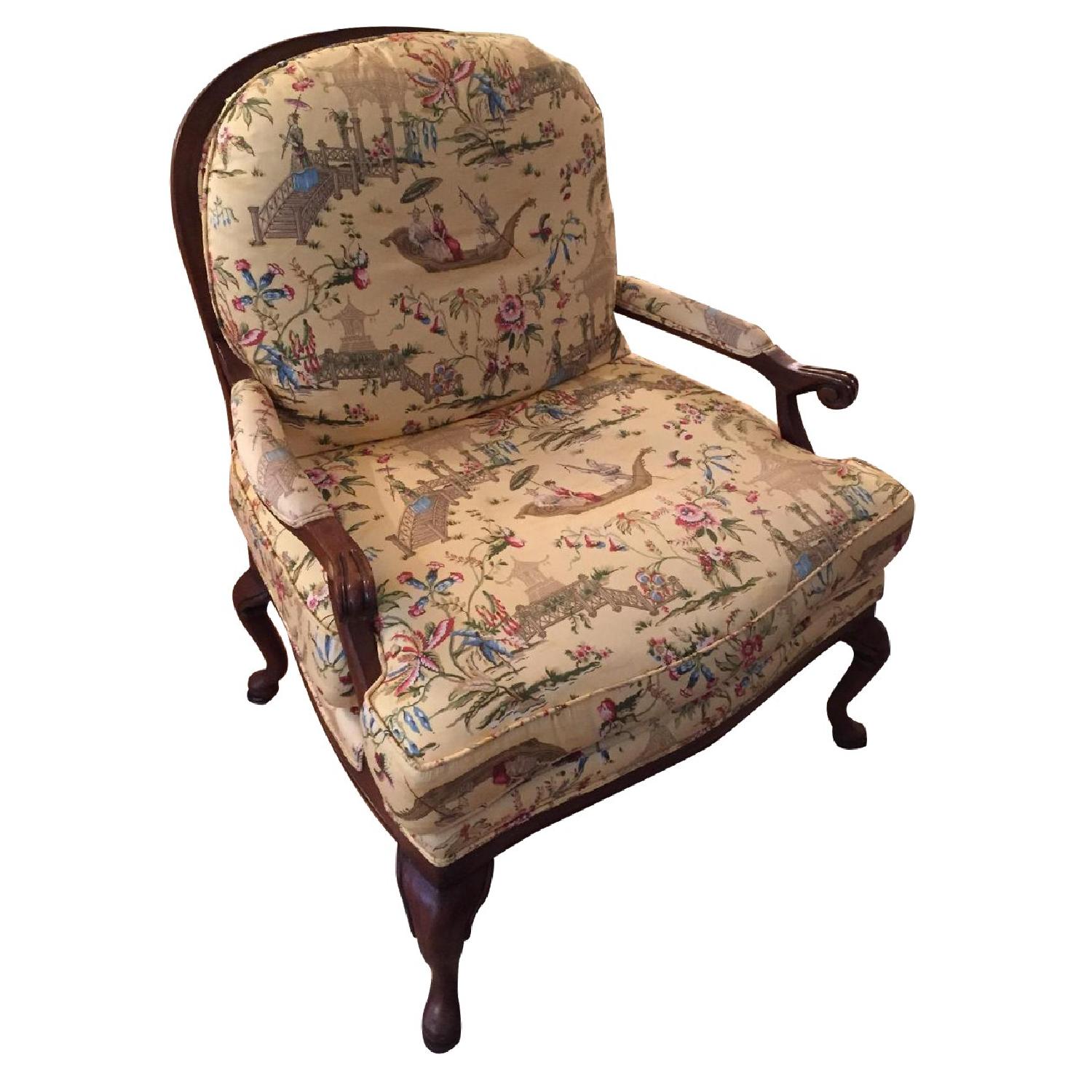 Calico Corners Chinoiserie Chairs + Matching Ottoman AptDeco