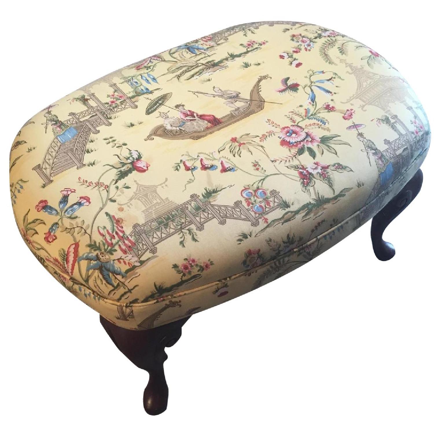 Calico Corners Chinoiserie Chairs + Matching Ottoman - image-6