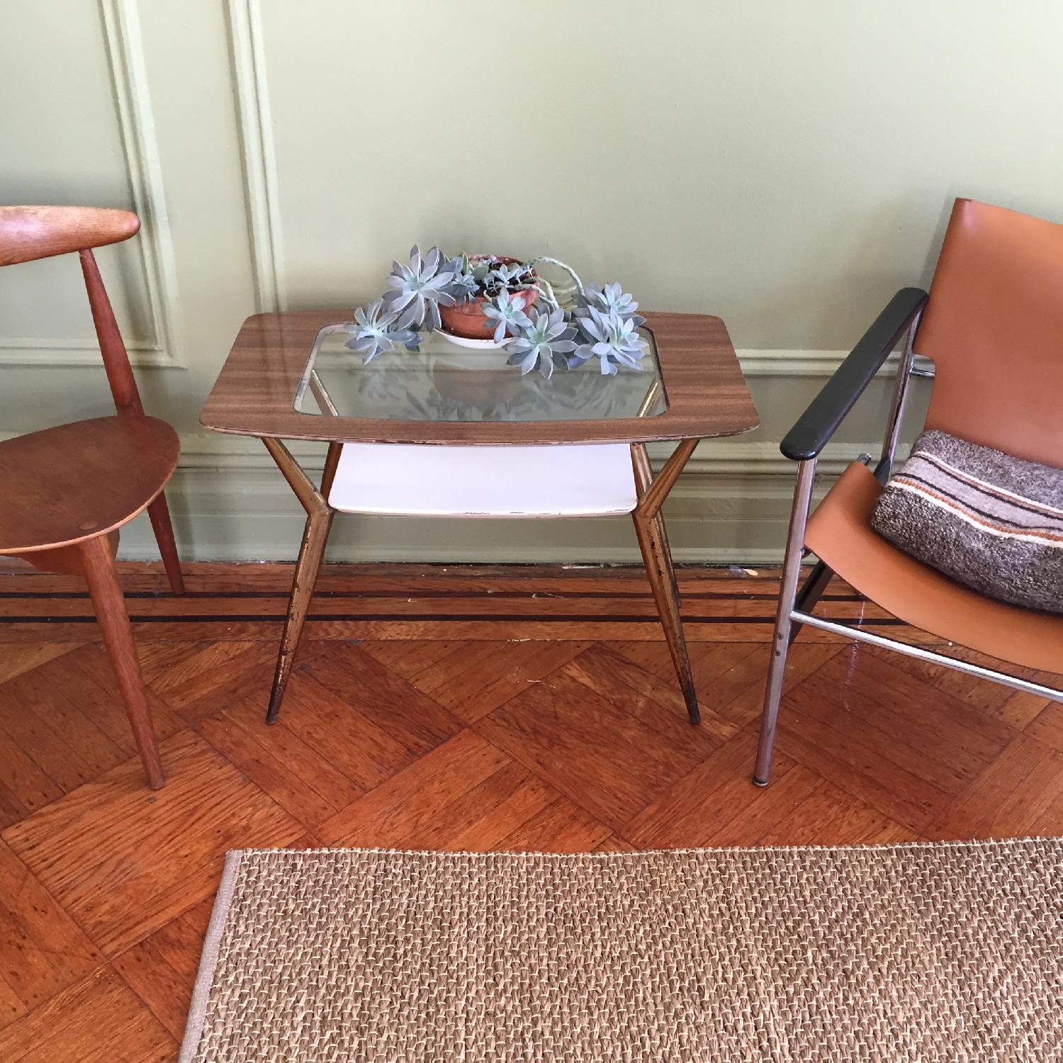 Mid-Century Modern Side Table w/ Brass Legs - image-1