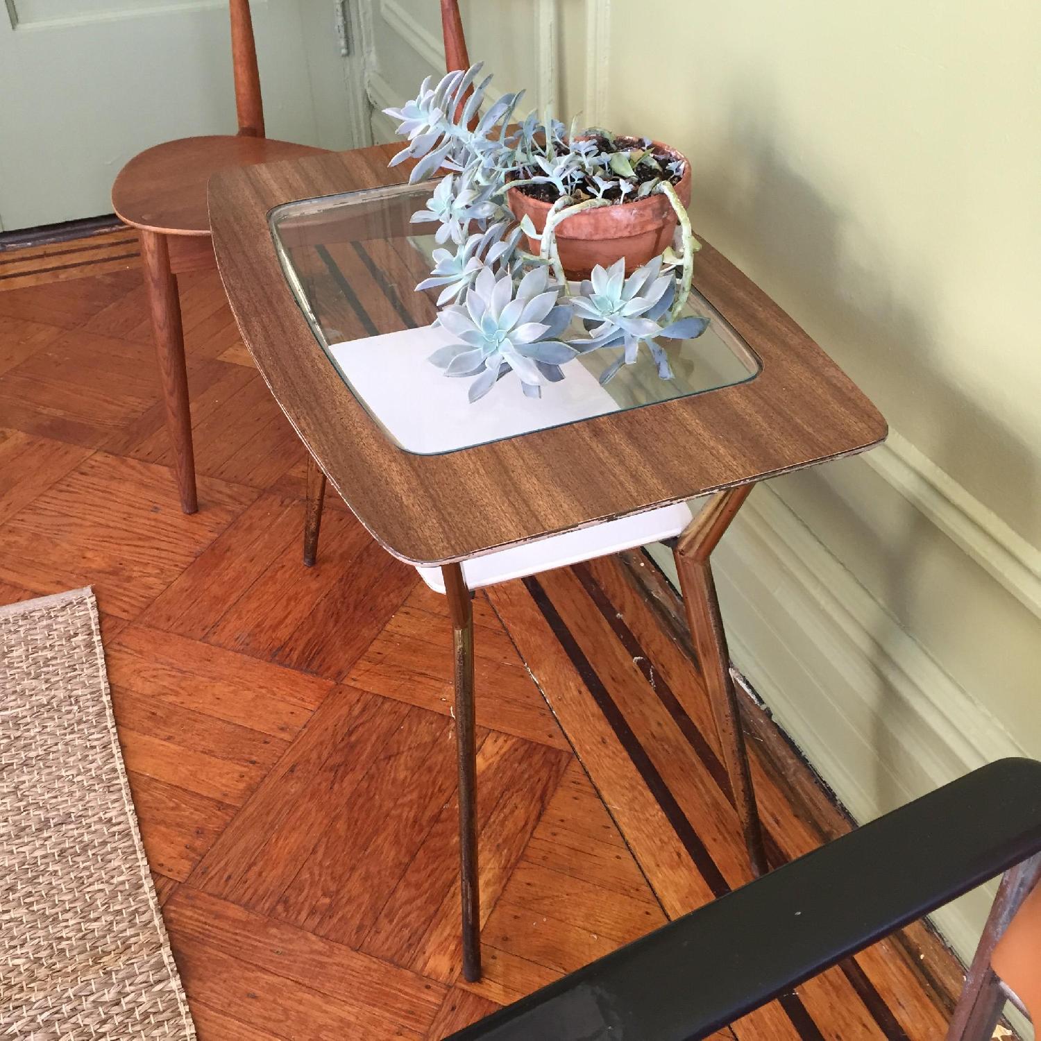 Mid-Century Modern Side Table w/ Brass Legs - image-6