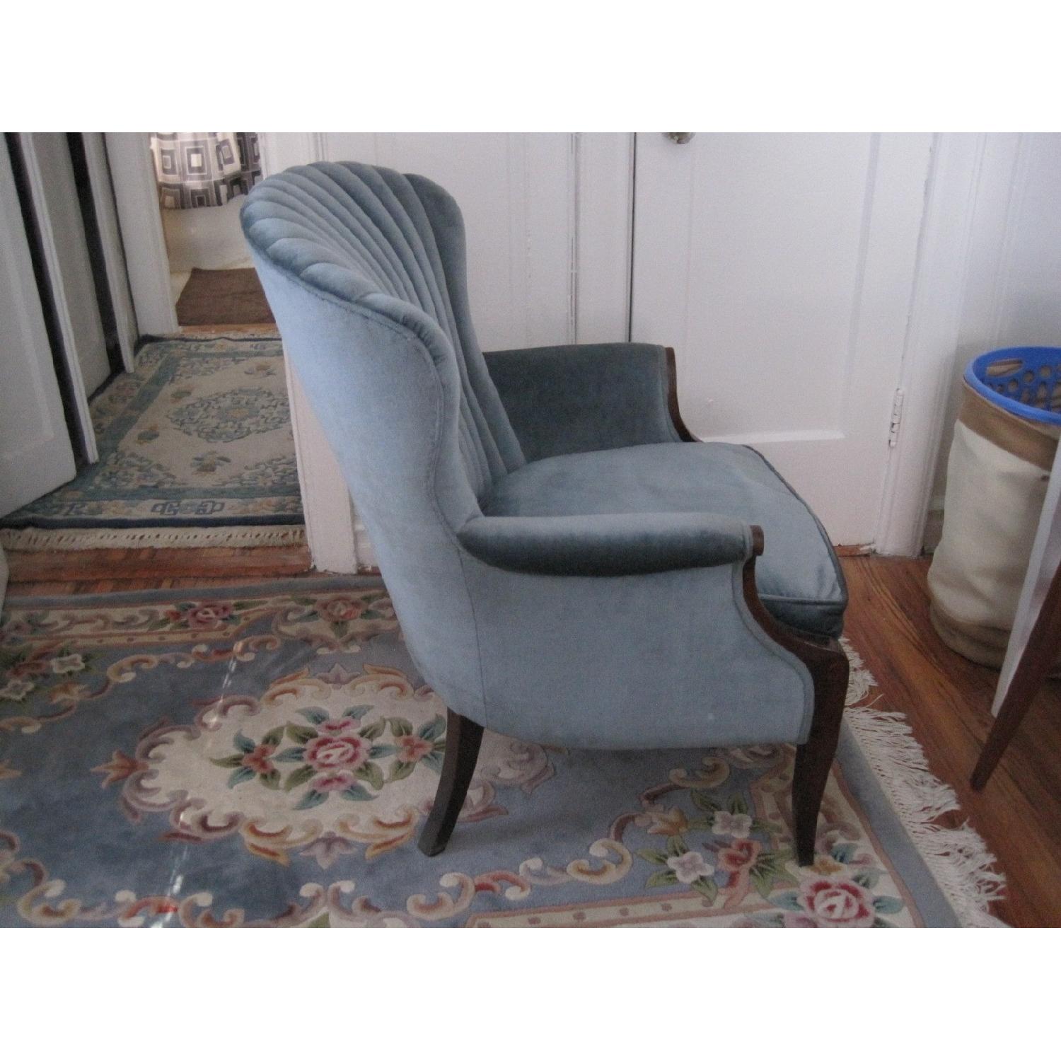 Crushed Blue Velvet Armchair - image-2