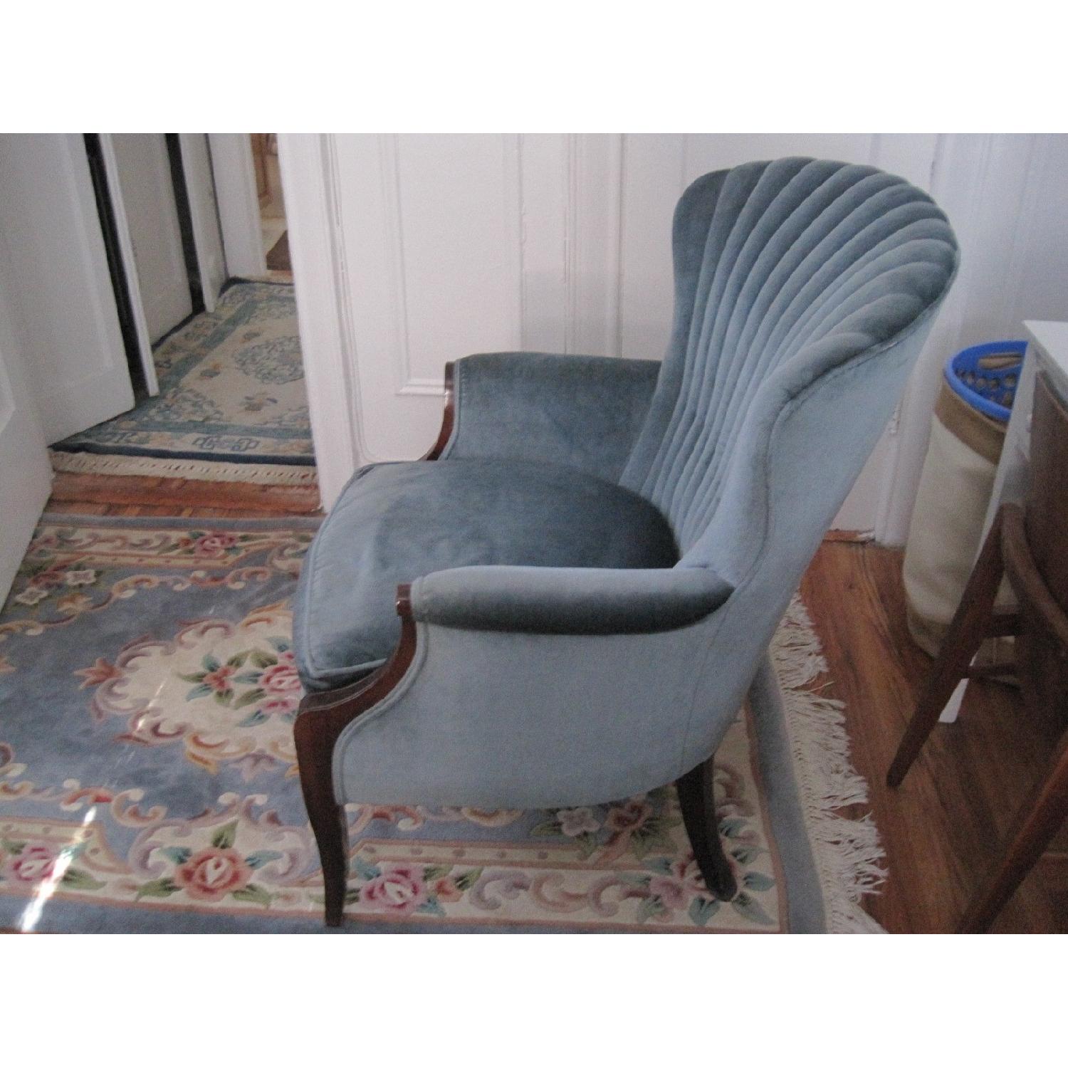 Crushed Blue Velvet Armchair - image-3