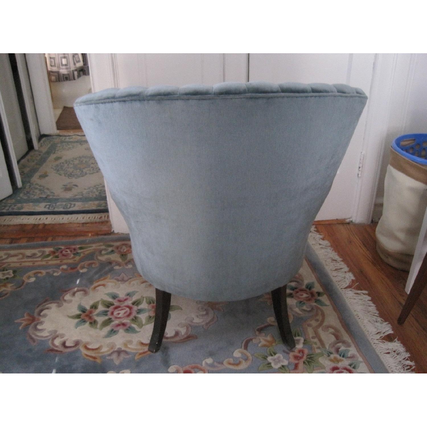 Crushed Blue Velvet Armchair - image-4