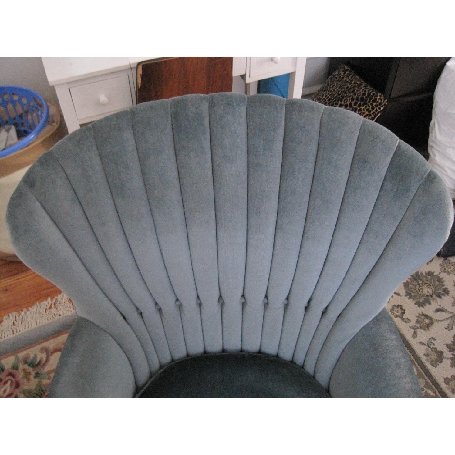 Crushed Blue Velvet Armchair - image-7
