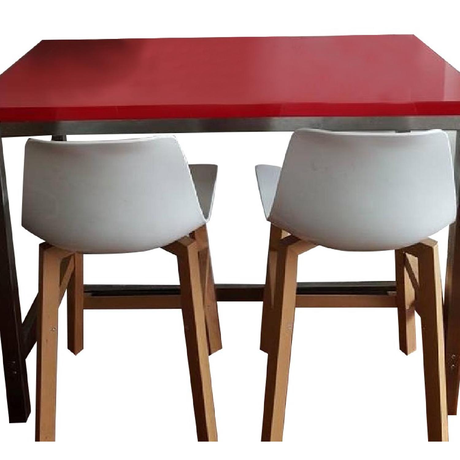 Ikea Dining Table w/ 2 CB2 Stools AptDeco
