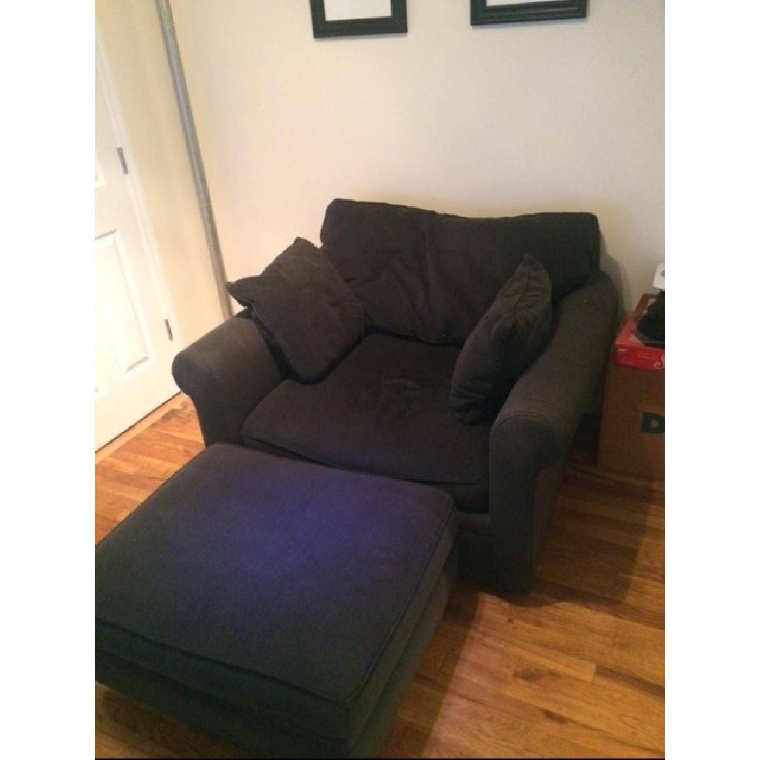 Crate & Barrel Oversized Chair & Ottoman AptDeco