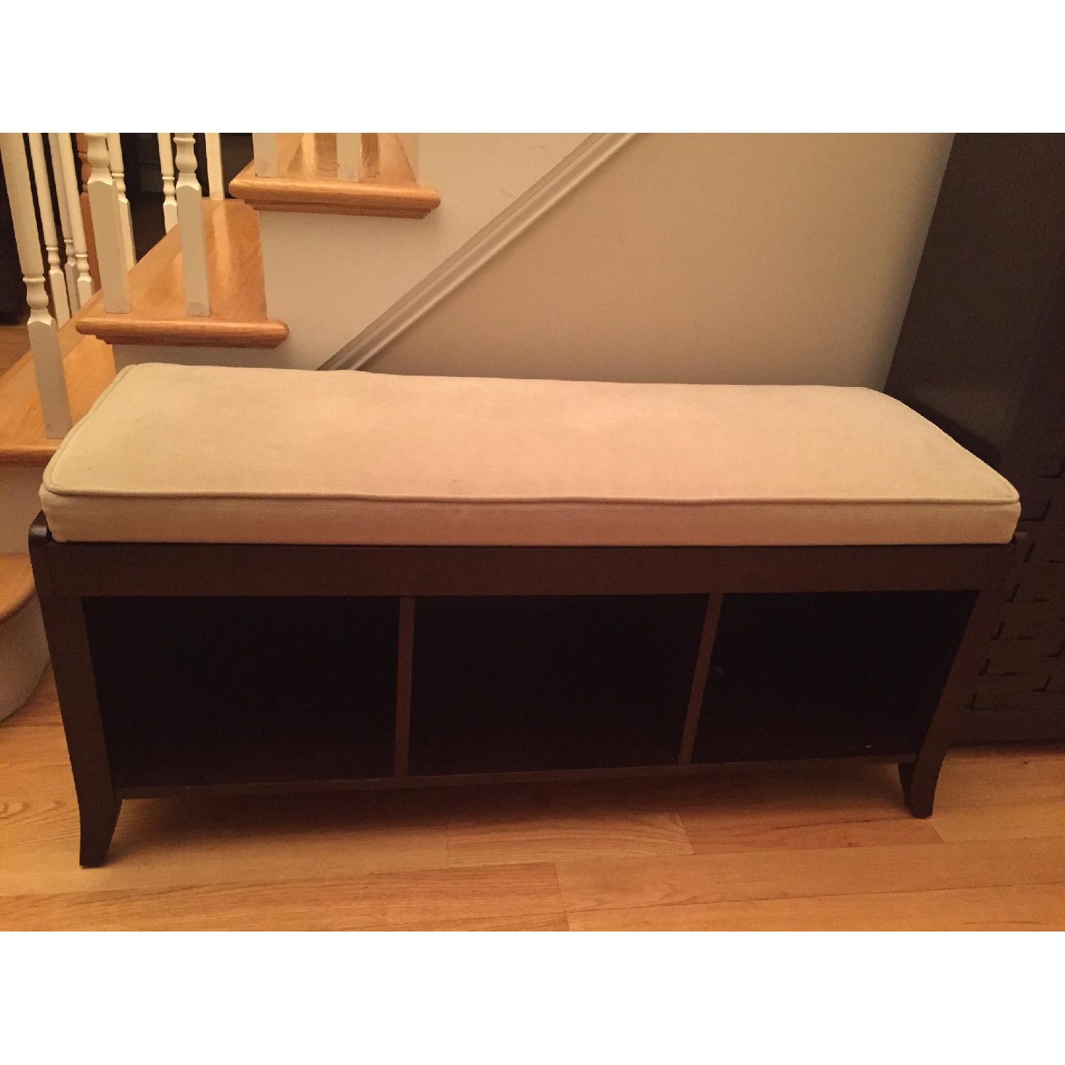 Dark Espresso Wood Storage Bench - image-1