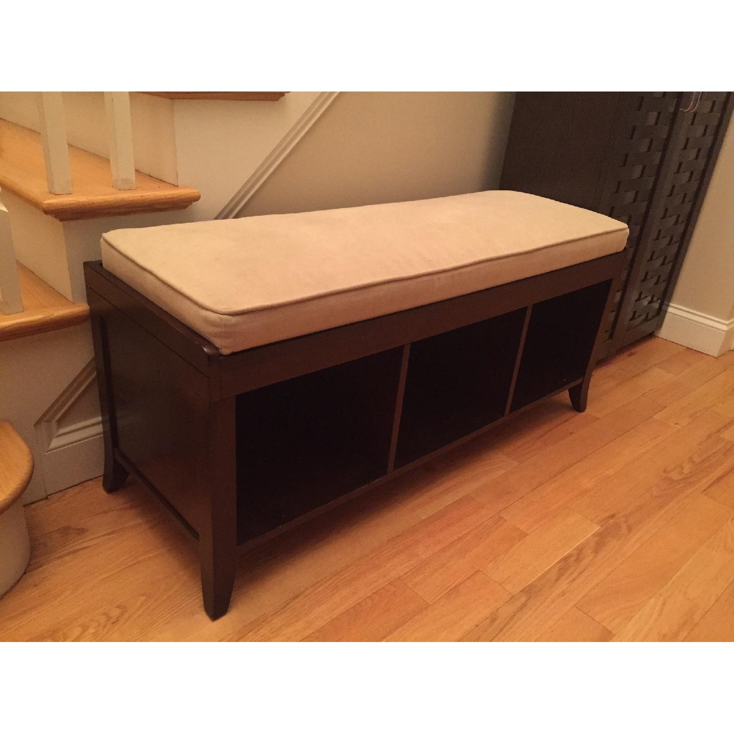 Dark Espresso Wood Storage Bench Aptdeco