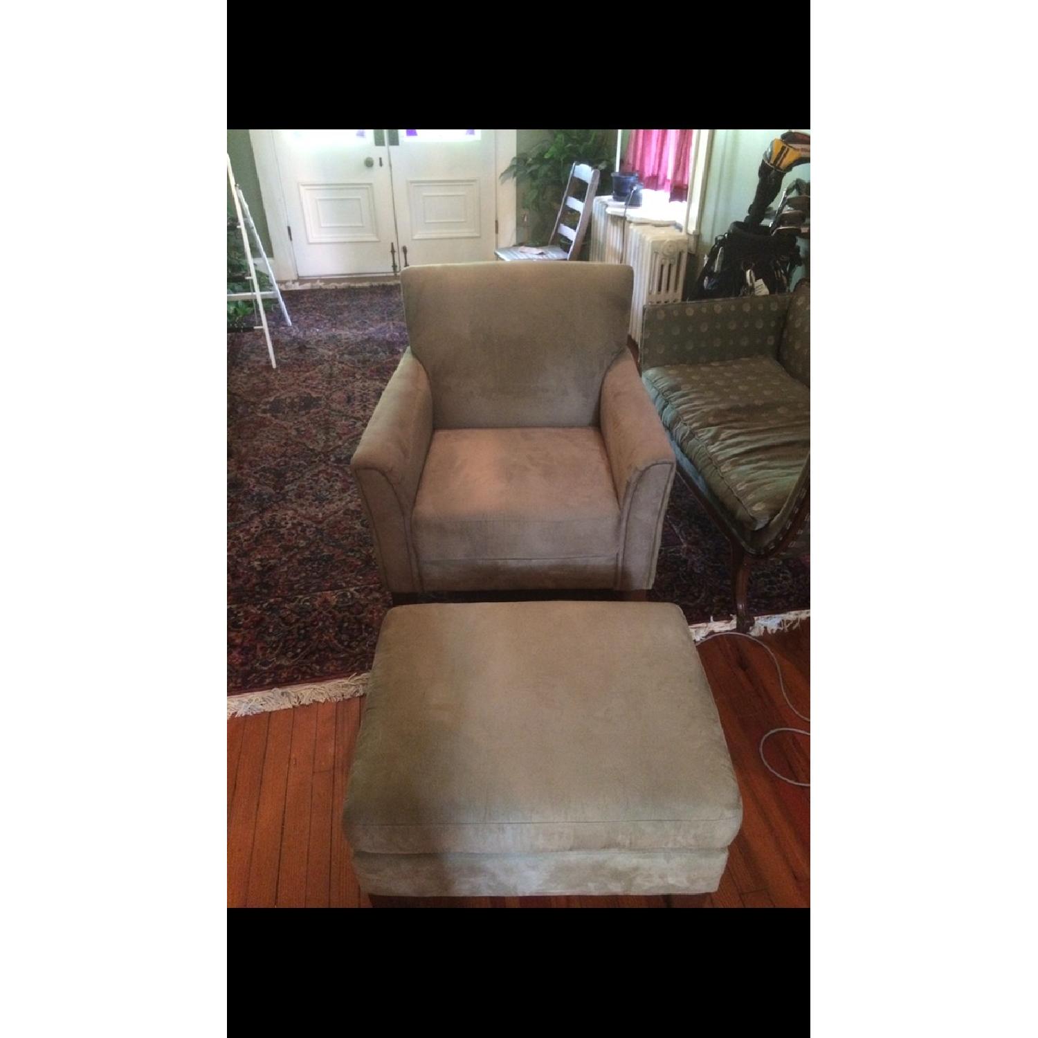 Light Green Arm Chair and Ottoman - image-1