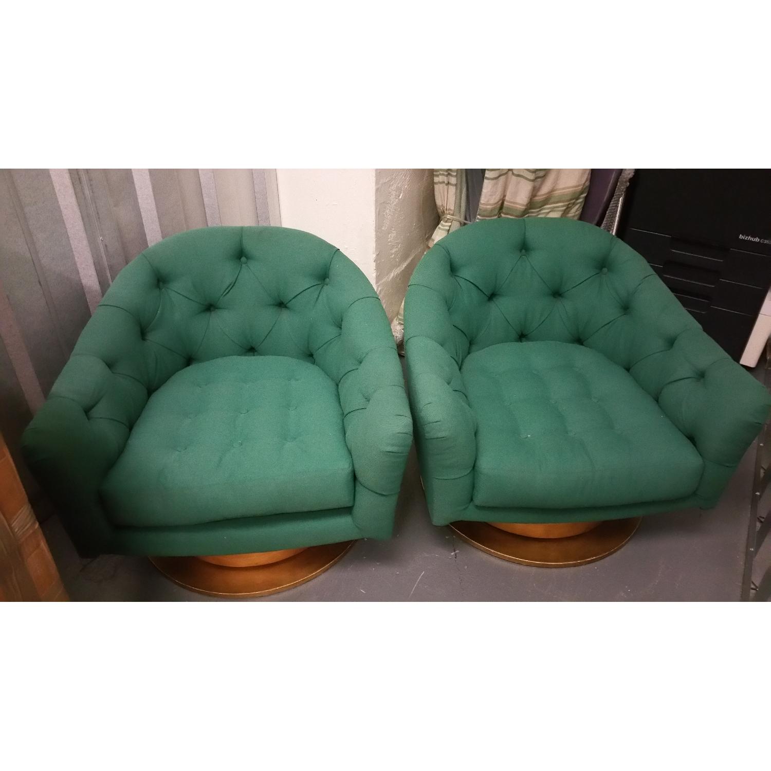 Emerald Green Swivel Tub Chairs - Pair - image-1