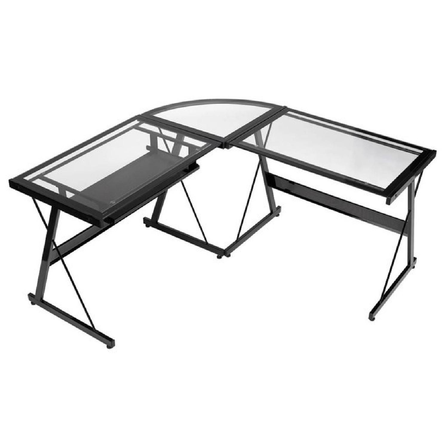 Target L-Shaped Glass Corner Computer Desk in Black/Clear - image-1